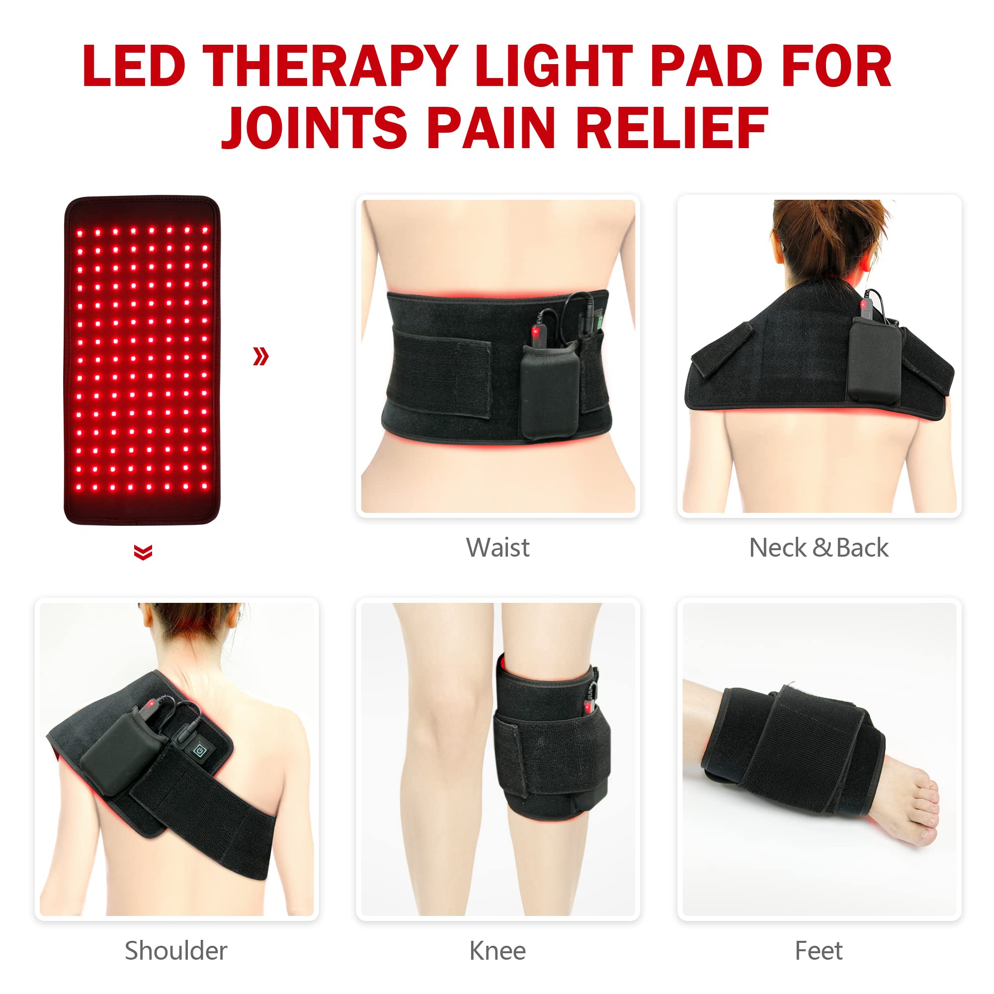 UTK Red Light Therapy Pad for Body Pain Relief, LED 660＆850nm Wearable Wrap Deep Therapy