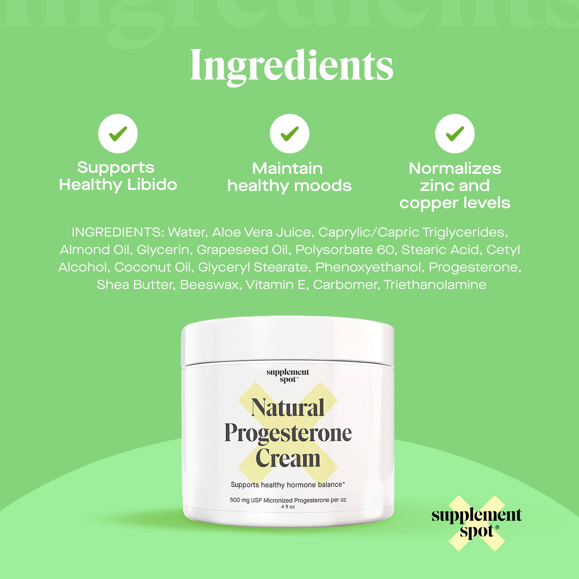 Supplement Spot Natural Progesterone Cream for Women – Micronized Bioidentical Progesterone Cream