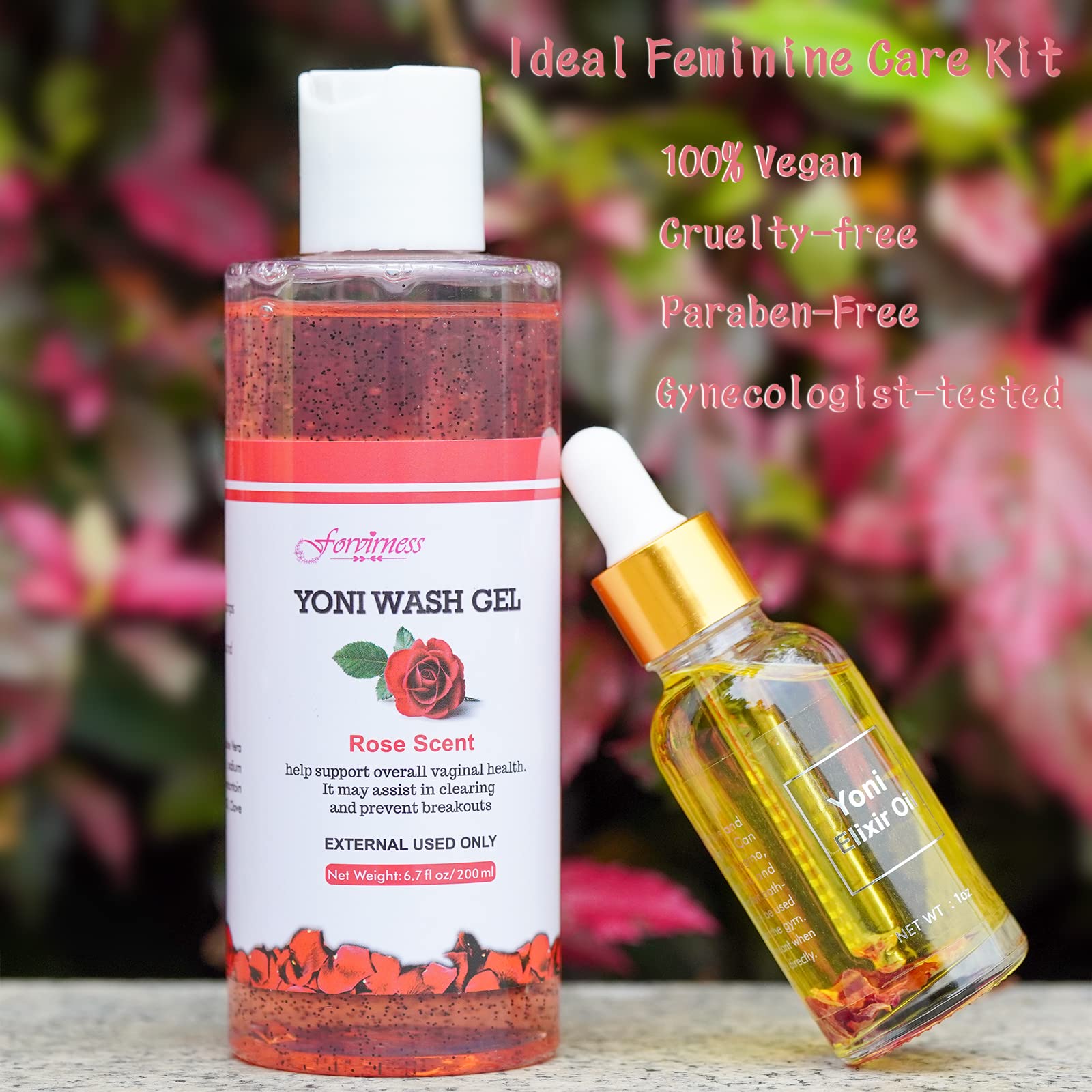 forvirness Feminine Wash & Natural Yoni Oil Set, Vaginal Wash with Cleaning Factor - Remove Odor