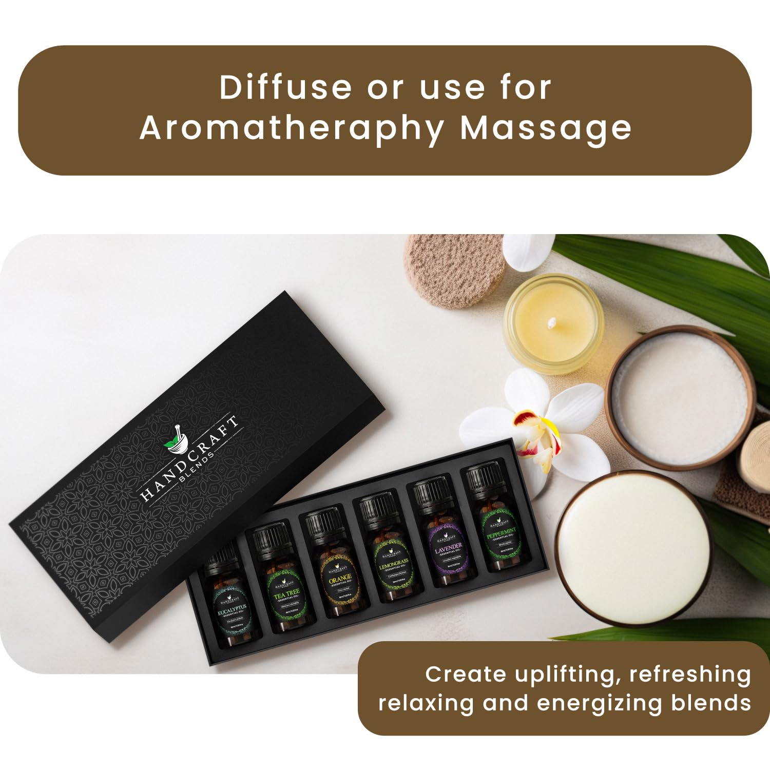 Handcraft Essential Oils Set – Top 6 Essential Oil Diffuser Oils for Home, Candle Making, Aromatherapy Oils