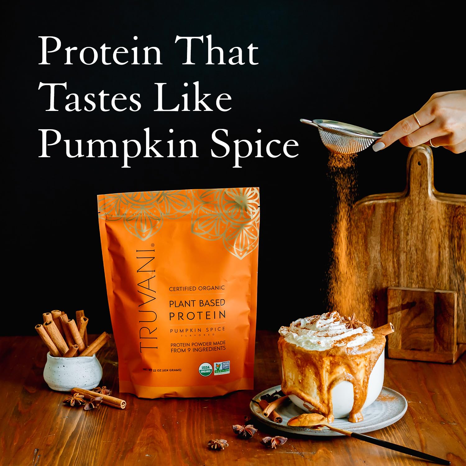 Truvani Organic Vegan Protein Powder Pumpkin Spice - 20g of Plant Based Protein