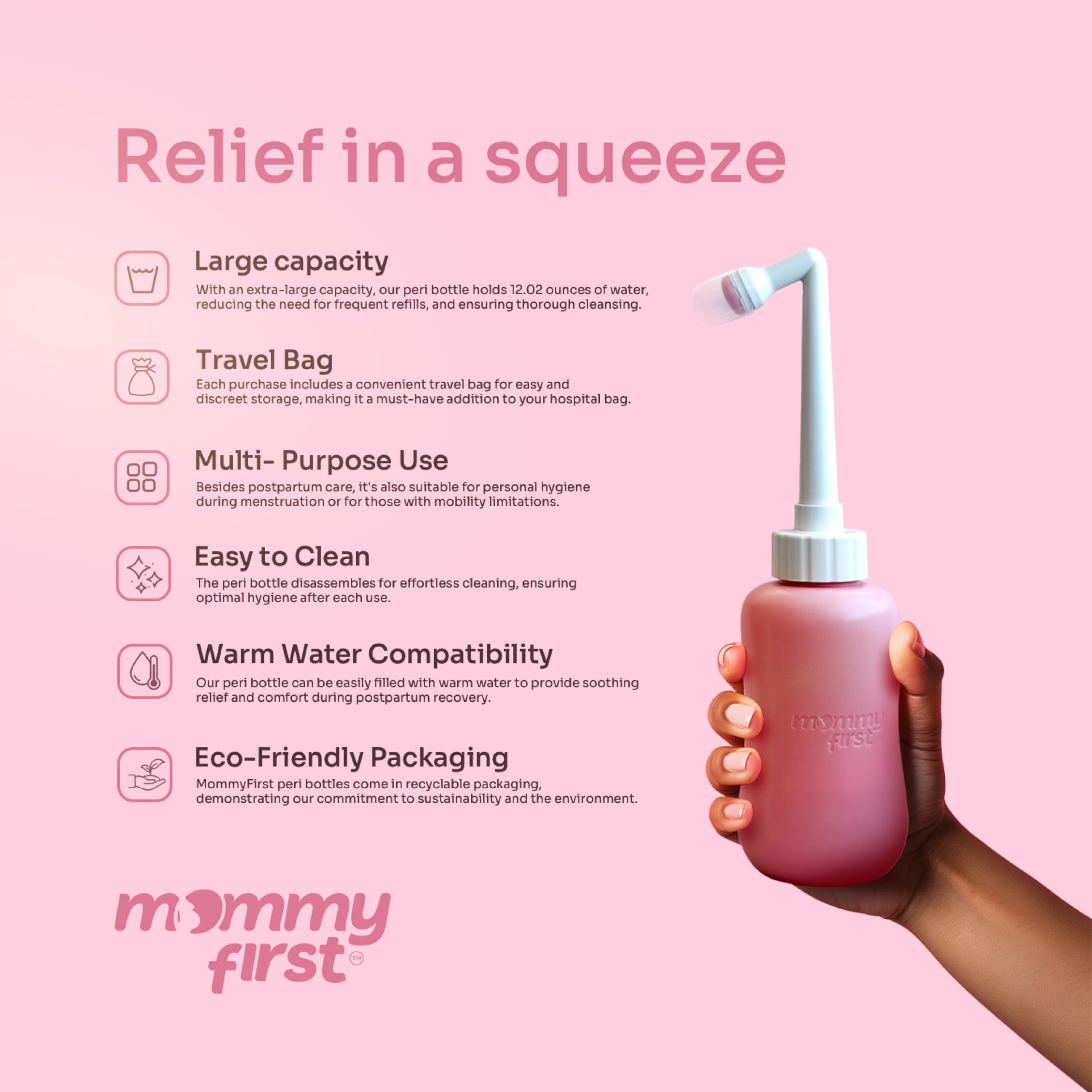 Peri Bottle for Postpartum Care from Mommy First™ | Upside Down Bottle for Perineal Cleansing and Recovery
