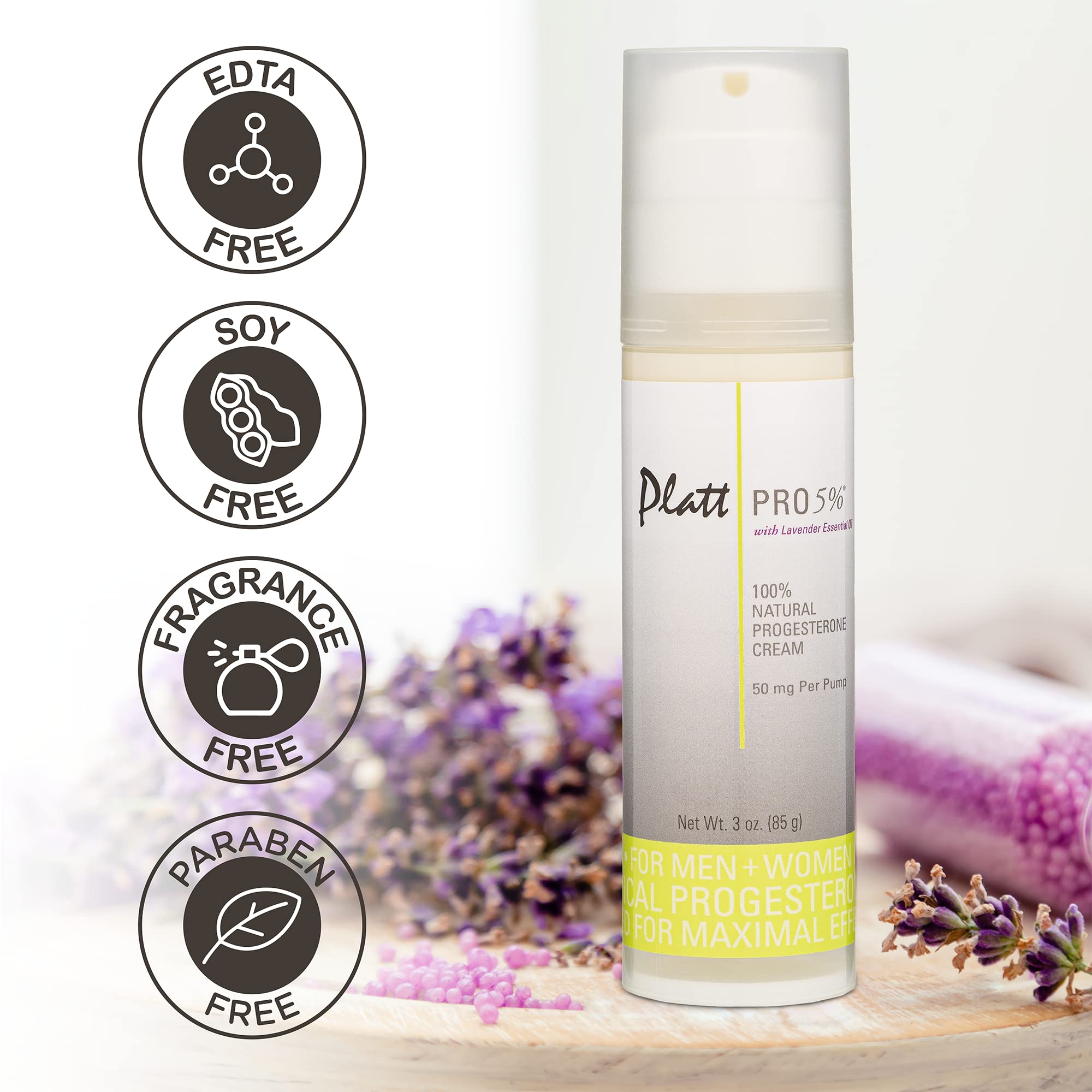 Platt PRO 5% Dr. Platt's All Natural & Bio-Identical Progesterone Cream 50mg Strength