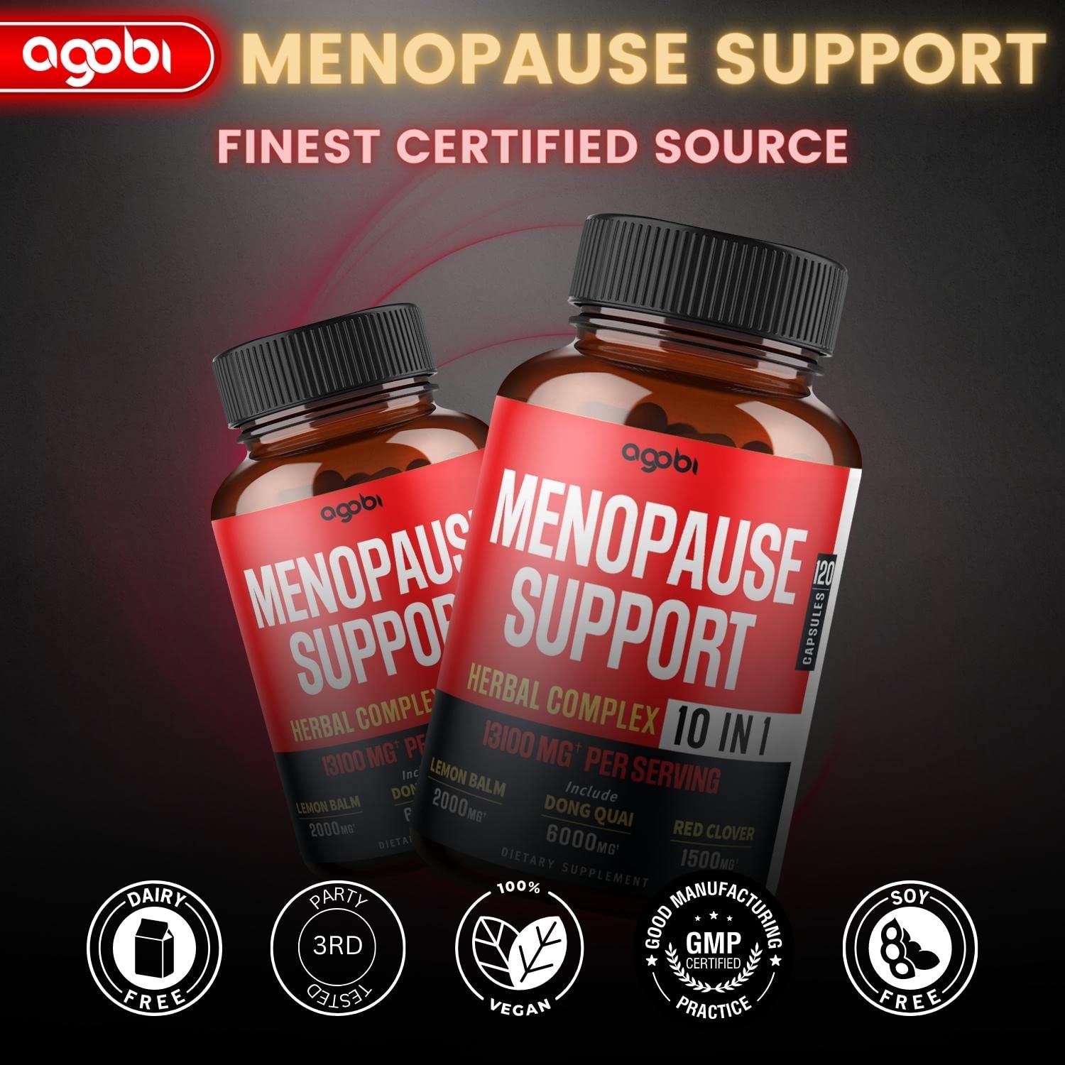 agobi Menopause Support for Women Health 13100 Mg - 10in1 with Dong Quai, Lemon Balm