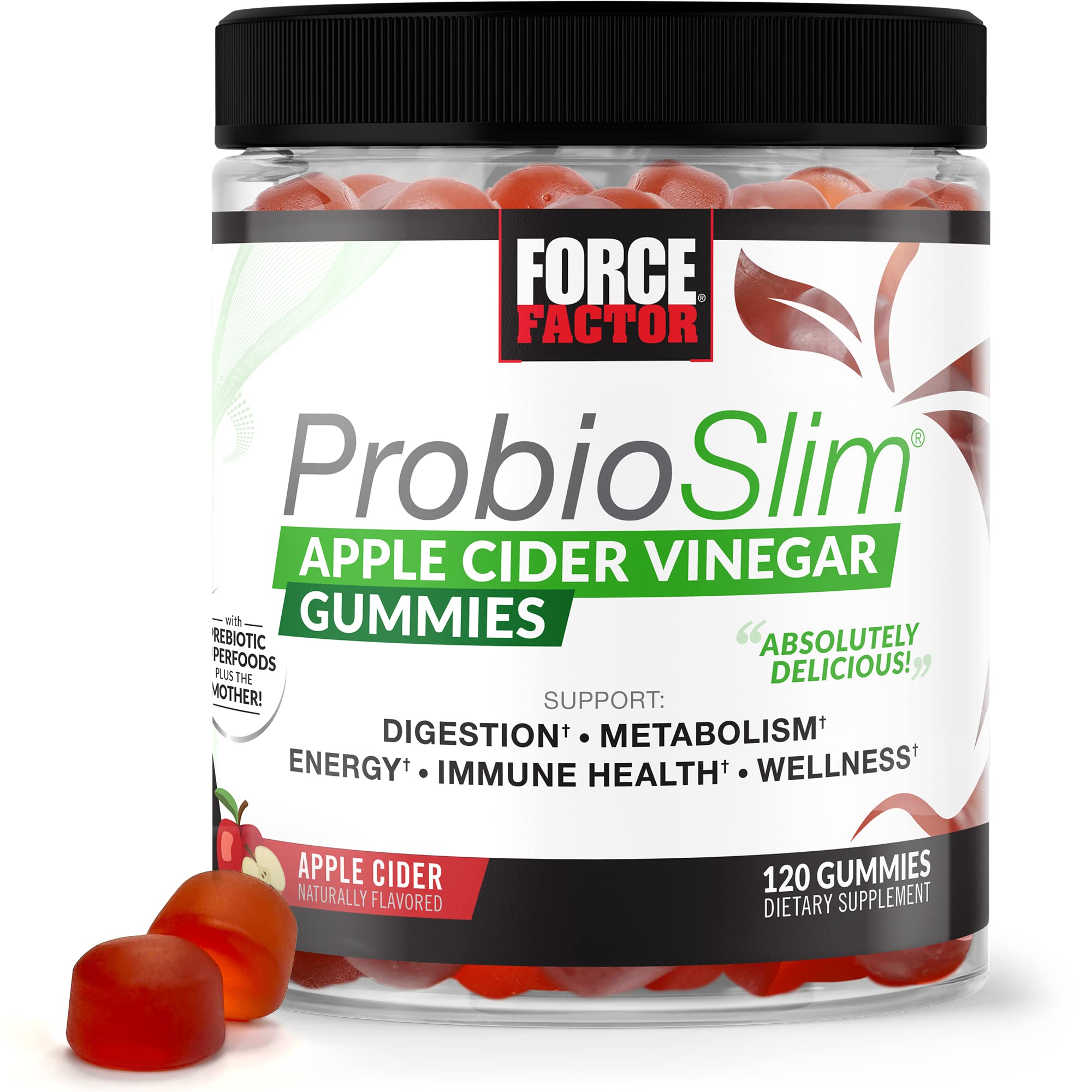 Force Factor ProbioSlim Apple Cider Vinegar Gummies with Organic, LactoSpore