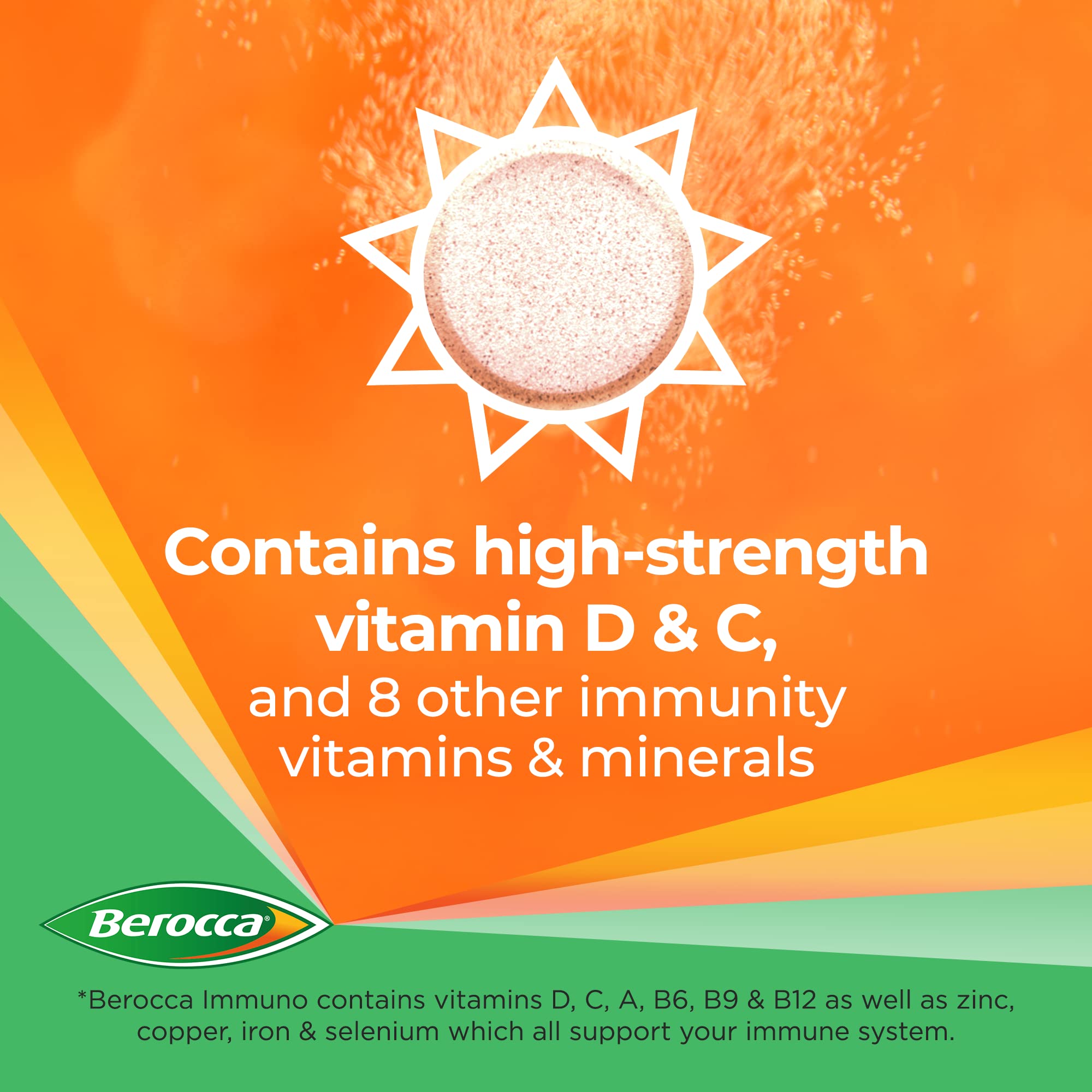 Berocca Immuno Effervescent Tablets, 11 Vitamins and Minerals, Including Vitamins D, C