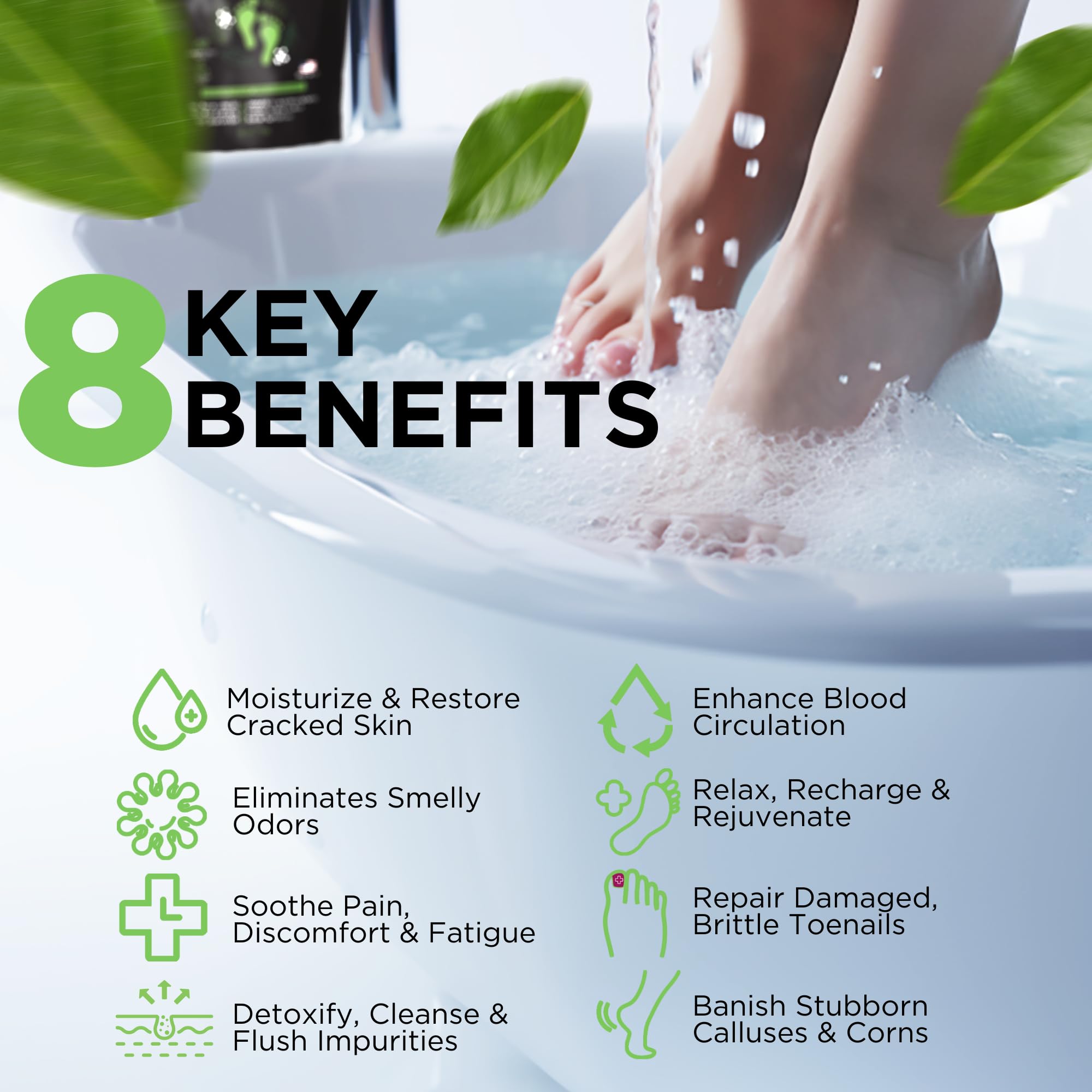 Tea Tree Oil Foot Soak with Epsom Salt - Made in USA - for Toenail Athletes Foot