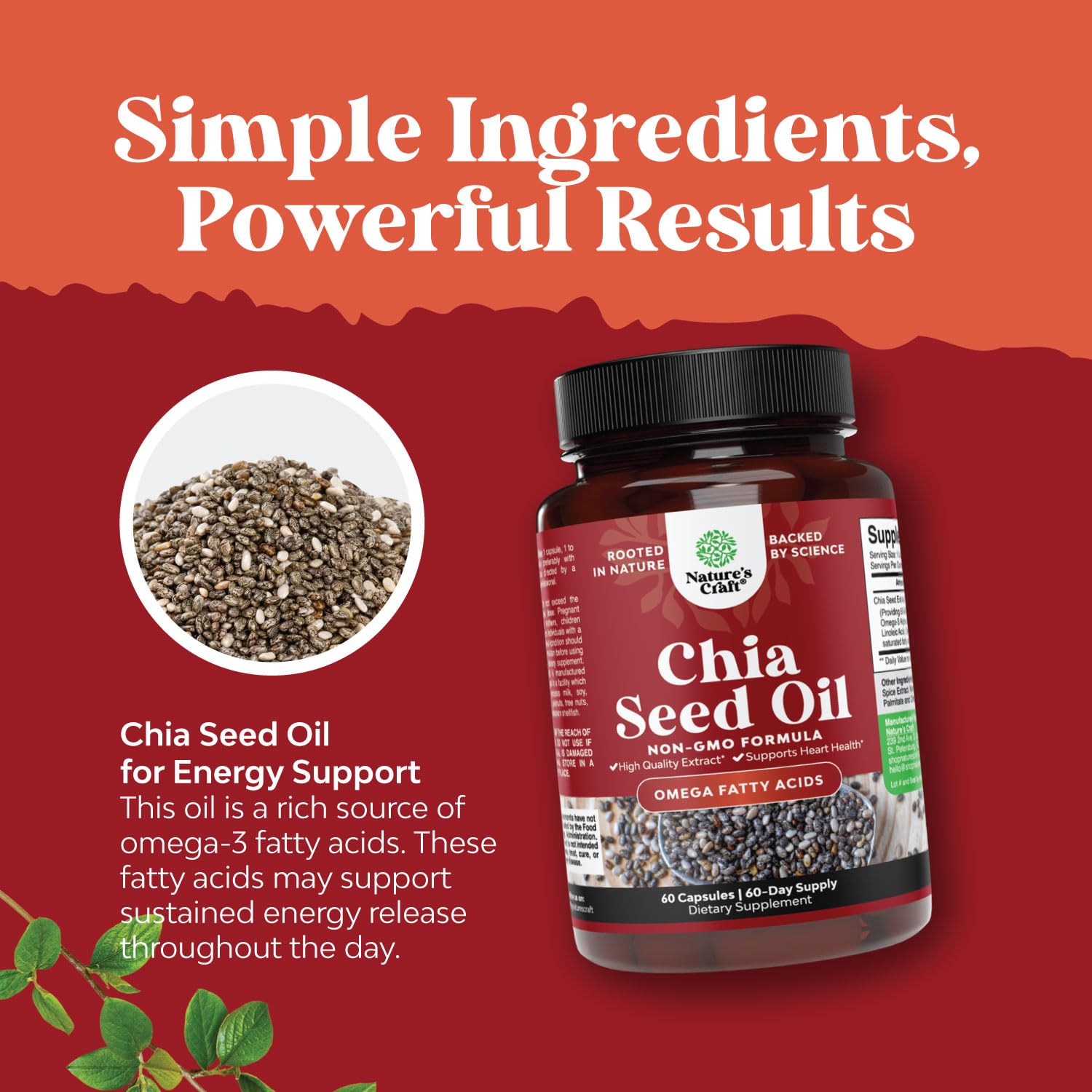 Chia Seed Oil Supplement for Weight Loss and Energy Natural Superfood Protein Metabolis
