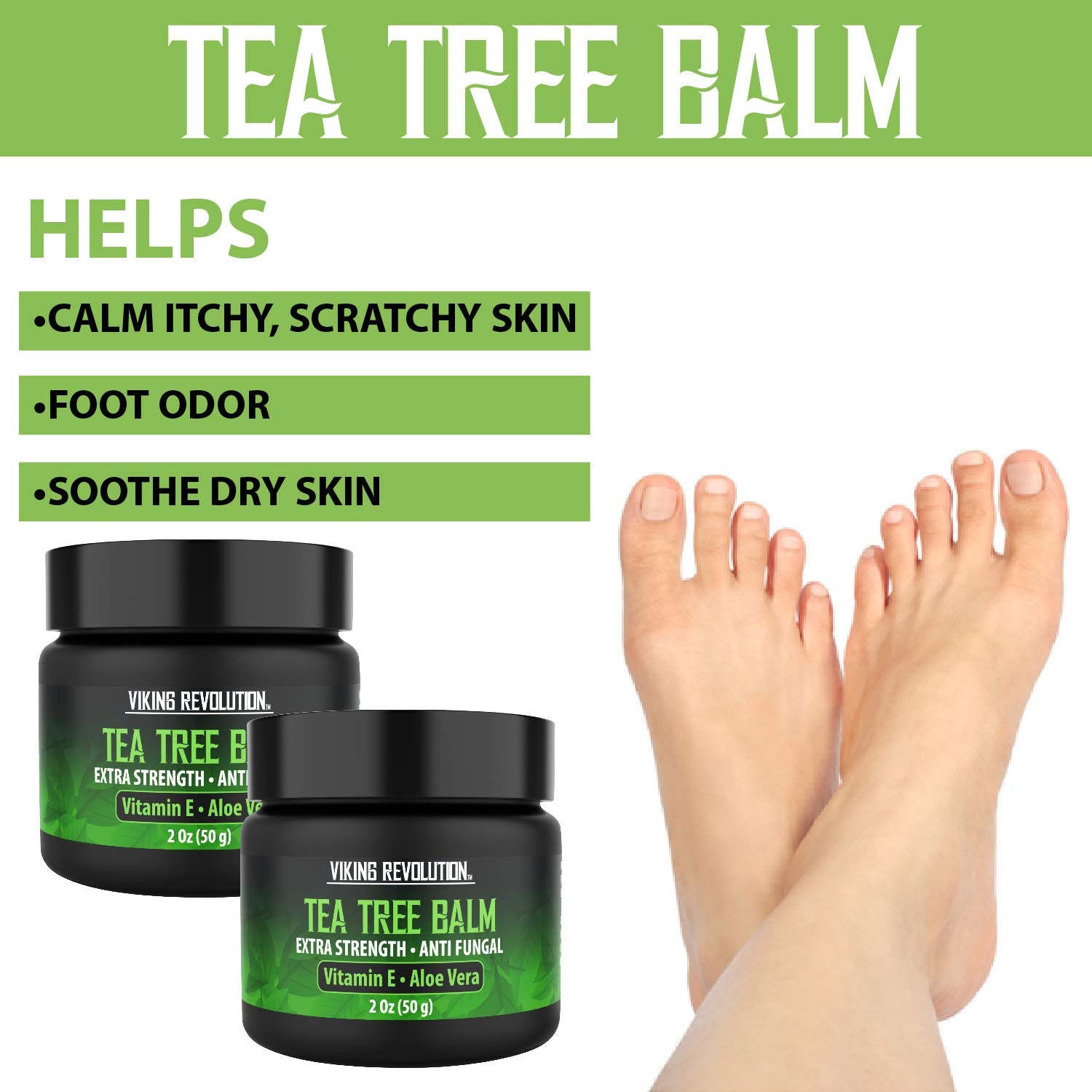 Viking Revolution Tea Tree Oil Cream - Super Balm Athletes Foot Cream - for Eczema