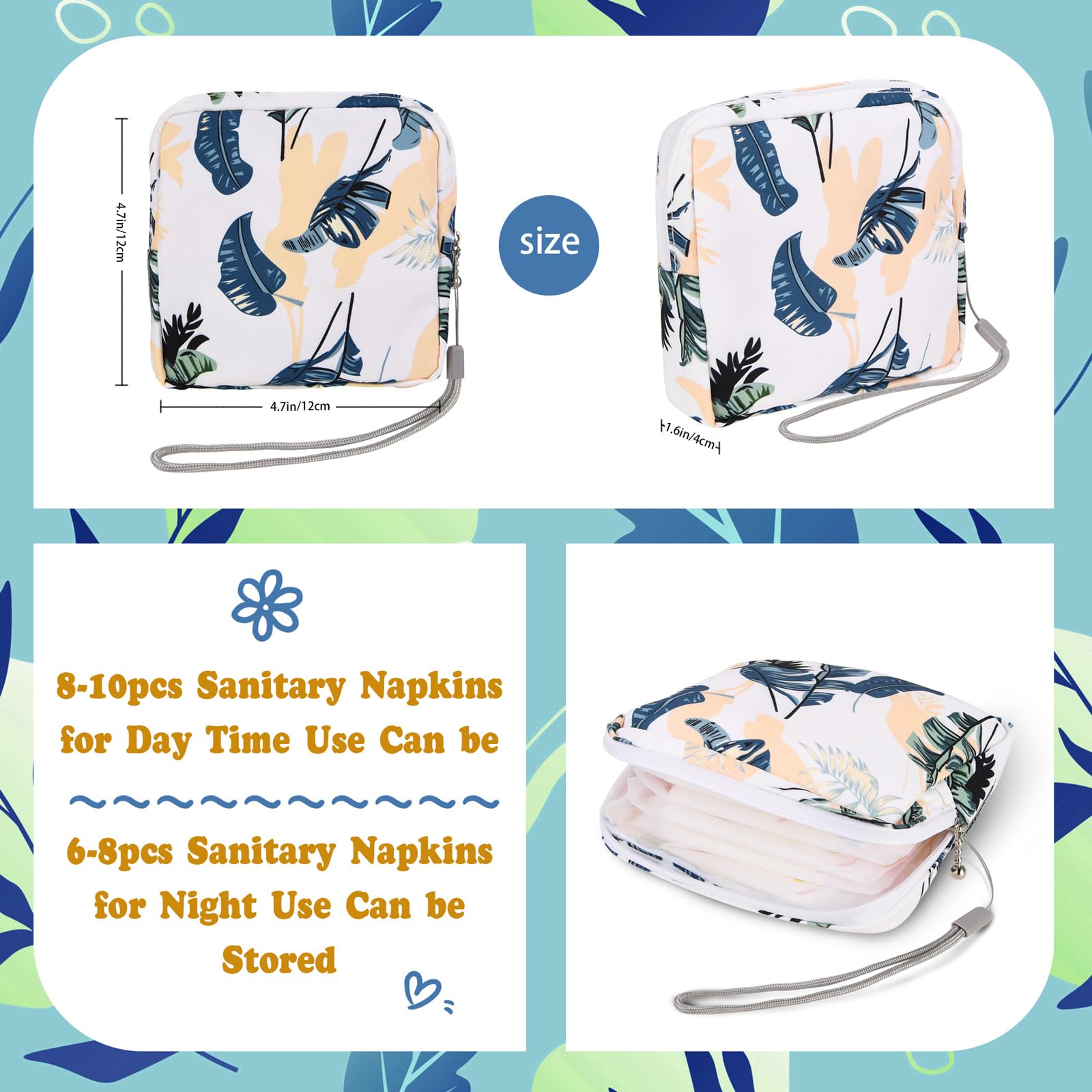 4Pcs Sanitary Napkin Storage Bag, Small Menstrual Period Bag Period Pouch Waterproof