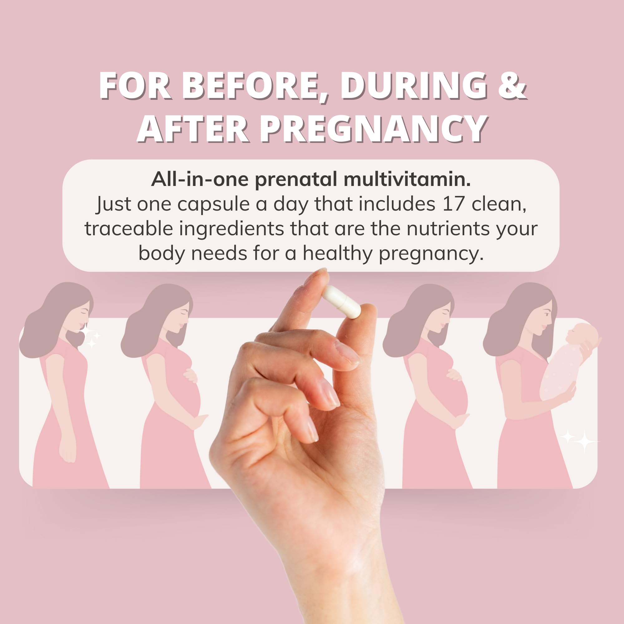 Prenatal Vitamins for Women with Iron, Vitamin D, Calcium & More, Supports Healthy Pregnancy