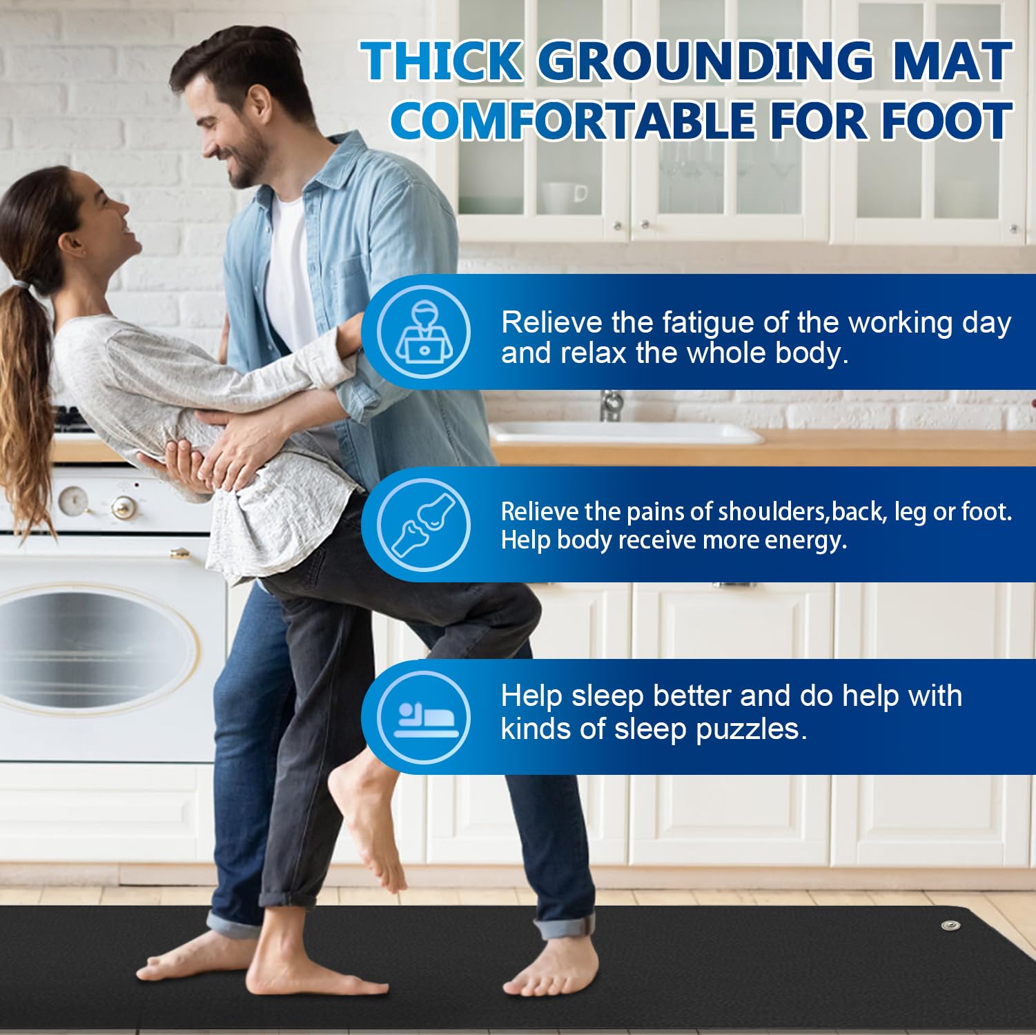 Grounding Mat for Bed, Desk, Floor, Grounding Pad for Better Sleep, Health, Pain Relief, Grounding Mat