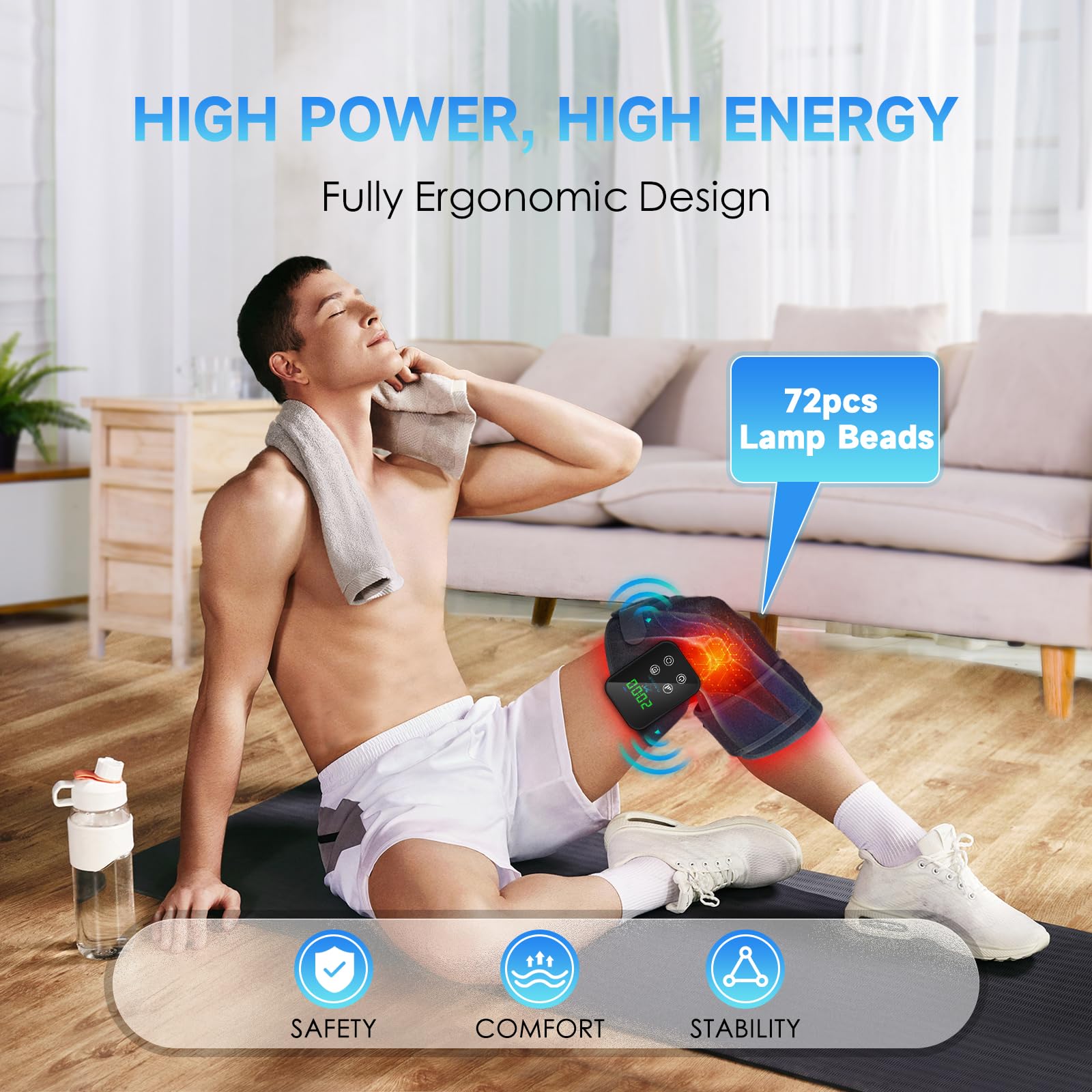 Red Light Therapy Knee Brace: Pain Relief Infrared Heating Pad 72 LED Heat Lamp Pain Relief