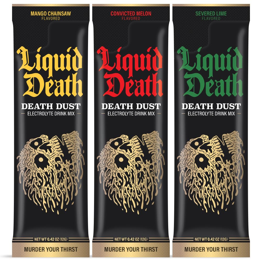 Liquid Death Electrolyte Death Dust - Hydration Powder Packets - 3 Flavors - 12-Stick