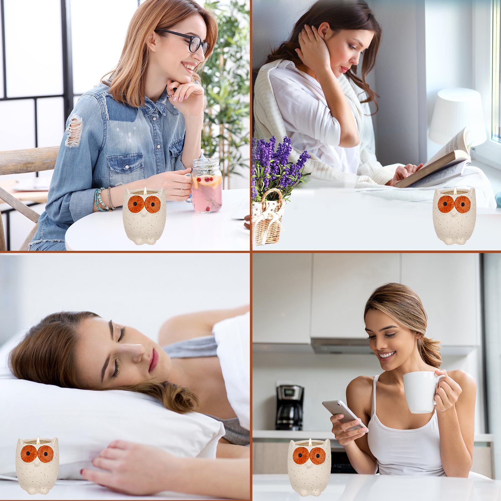 ETAKISH Lavender Scented Candle Gifts for Women, Cute Owl Highly Scented Aromatherapy Candle