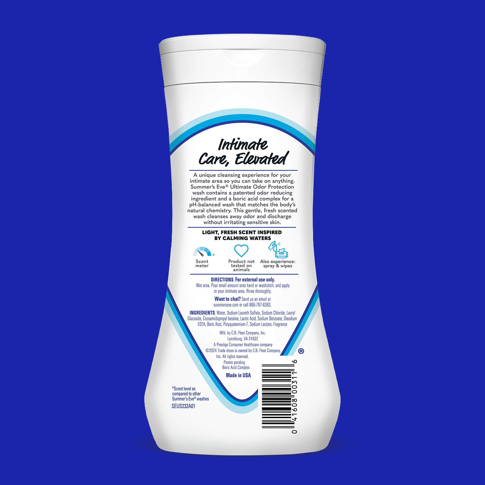 Summer's Eve, Ultimate Odor Control, Feminine Body Wash with Boric Acid, Removes Odor