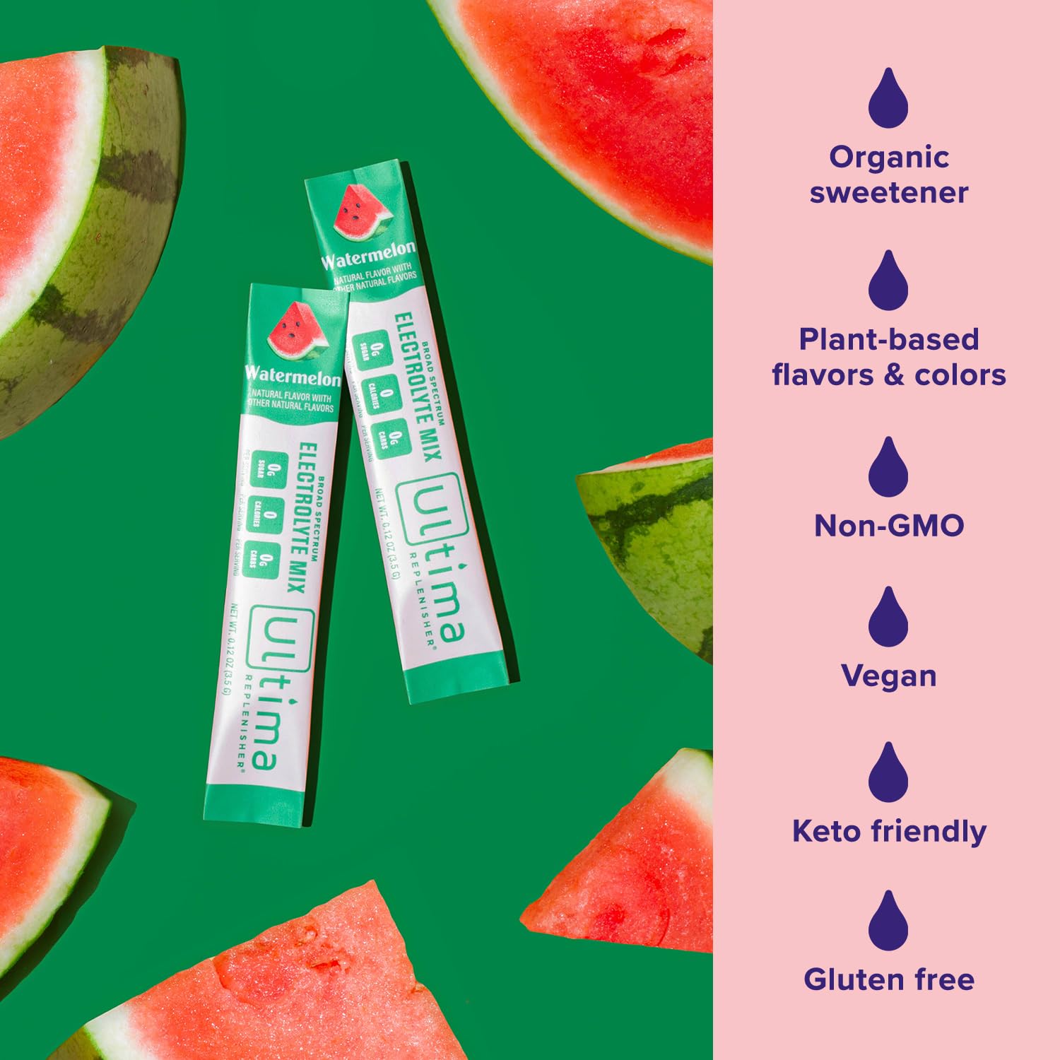 Ultima Replenisher Daily Electrolyte Drink Mix – Watermelon, 20 Stickpacks