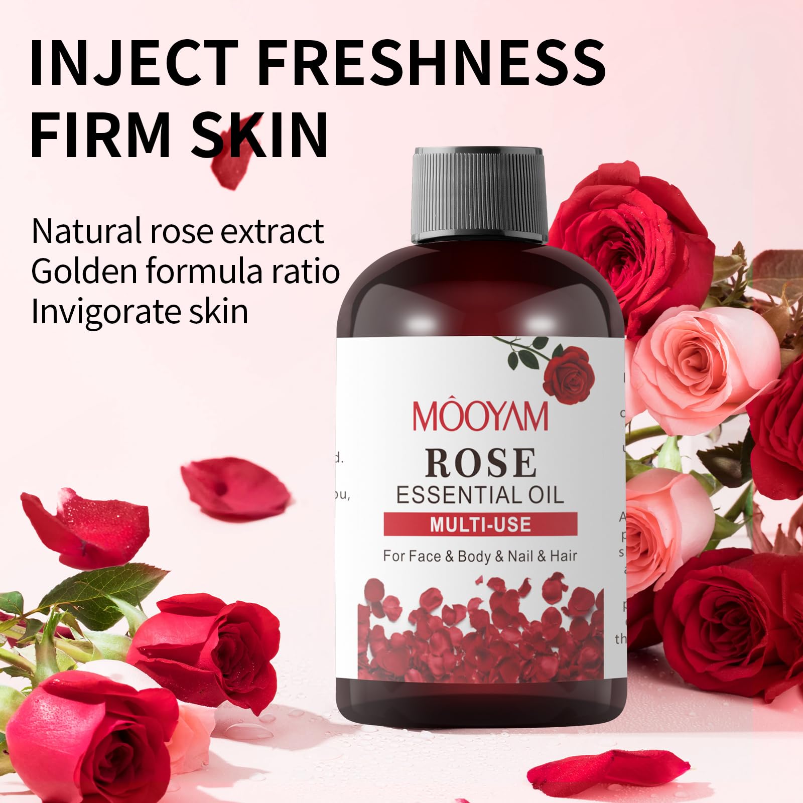 Rose Essential Oil Pure Rose Oil for Face 4OZ/118ML Organic Essential Oils for Diffuser Home Bedroom