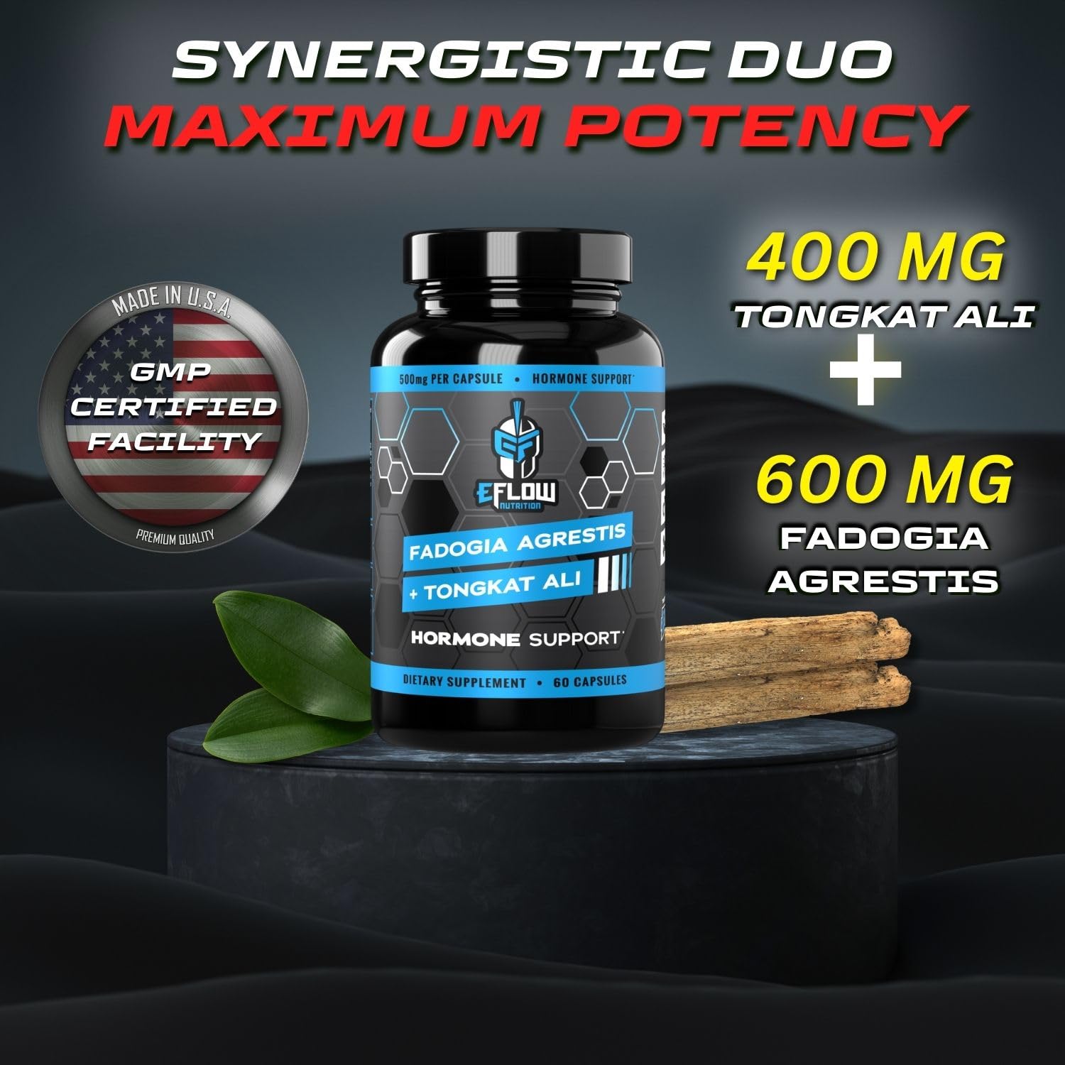 eFlow Nutrition Fadogia Agrestic + Tongkat Ali - [2-in-1] Natural Performance Supplement