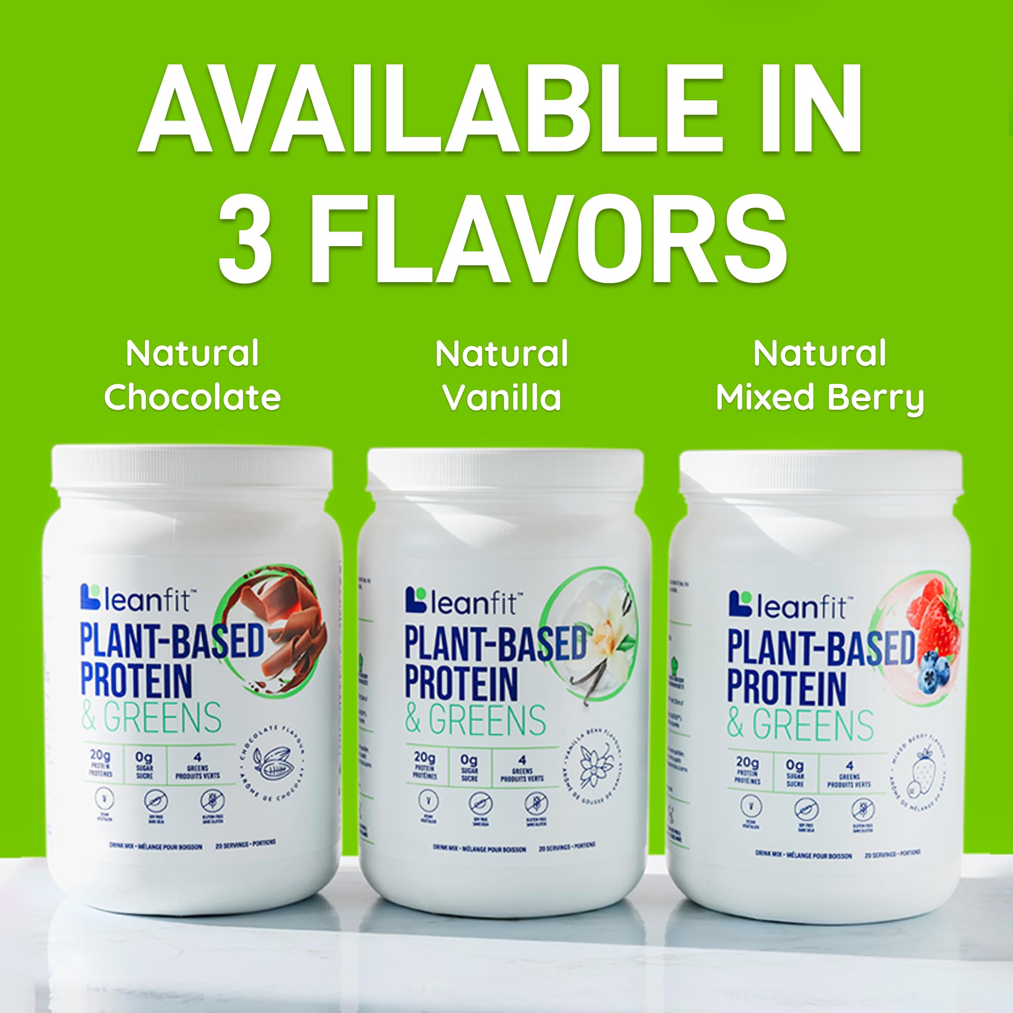 LeanFit Plant-Based Protein & Greens, Natural Berry, 20g Protein, 19 Servings, 1.25 Pound