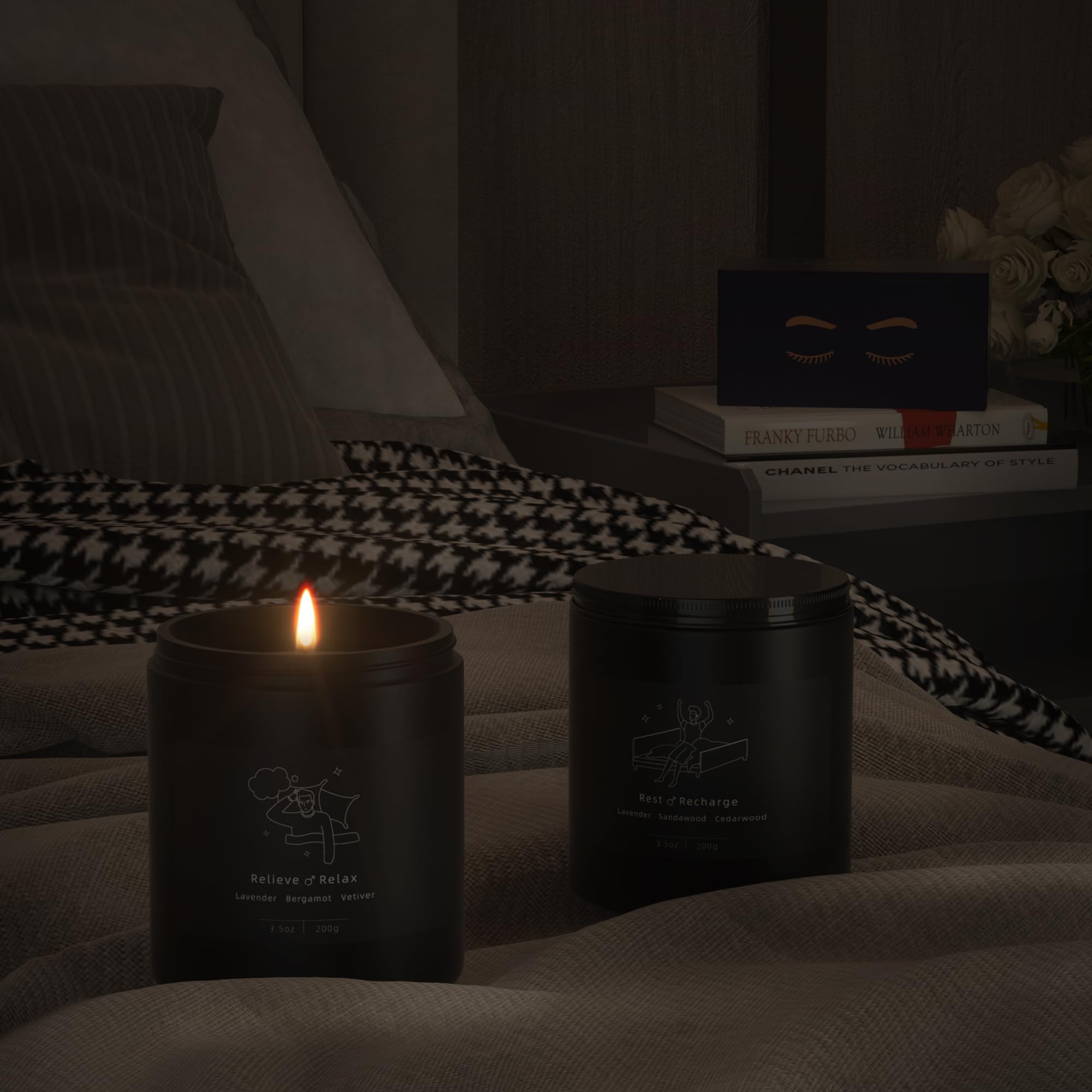 TRINIDa Large Sleep Scented Candles, Black Jar Natural Soy Candles for Home Scented, Candle Gift