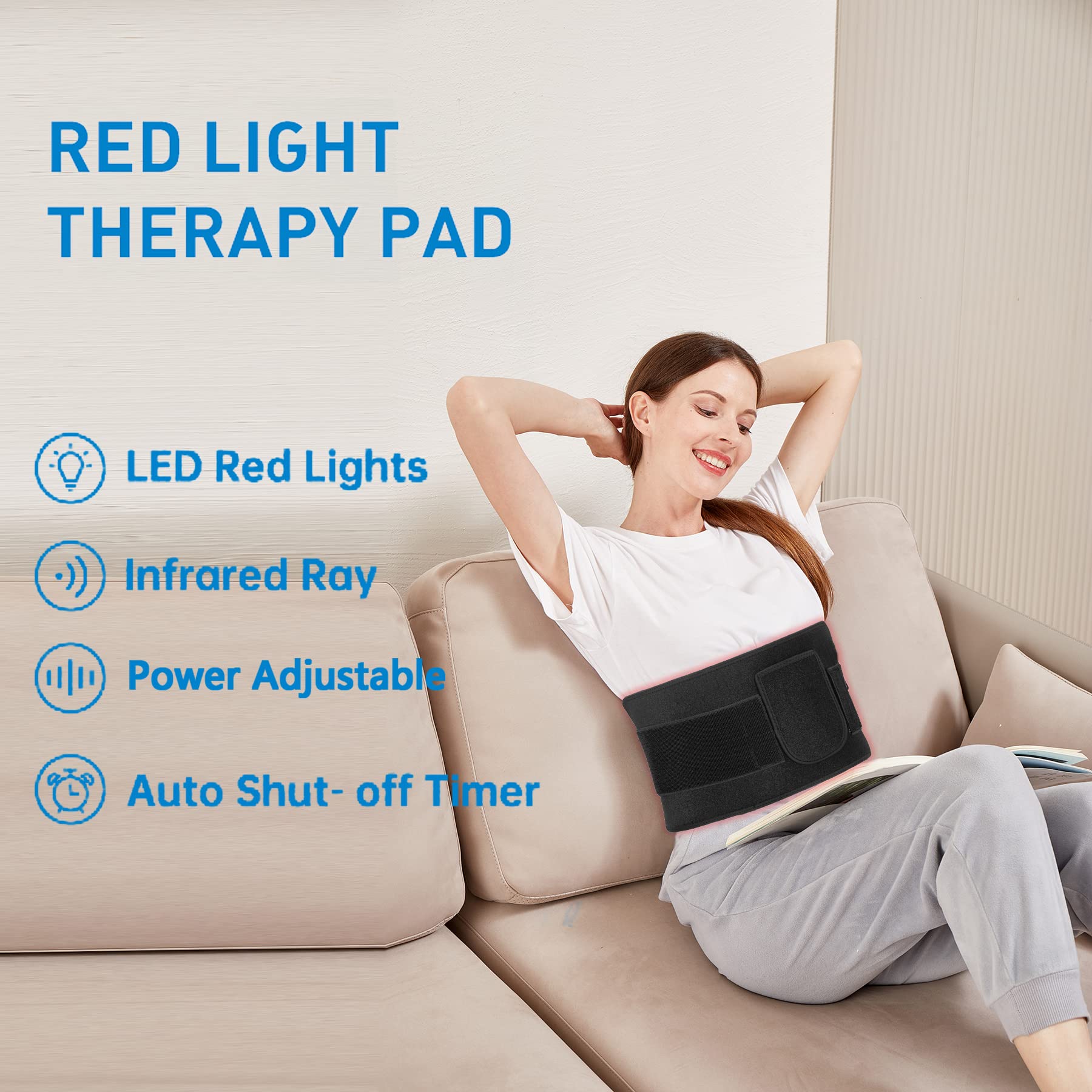 Naviocean Red Light Therapy Belt Device for Body Pain Waist, Infrared Wearable Pad Deep Therapy Wrap