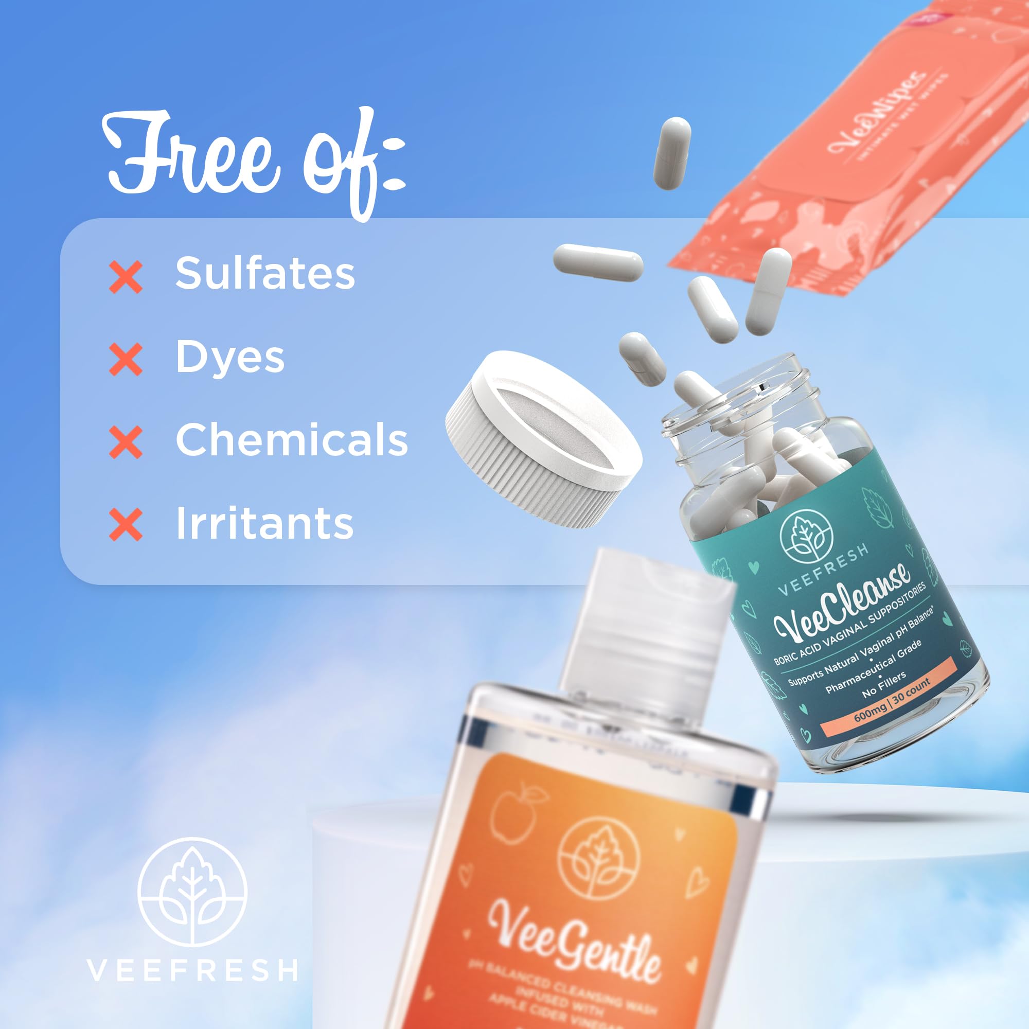 VeeFresh VeePower Bundle - A Convenient Feminine Care Bundle for Any-Time Freshness & Odor Control