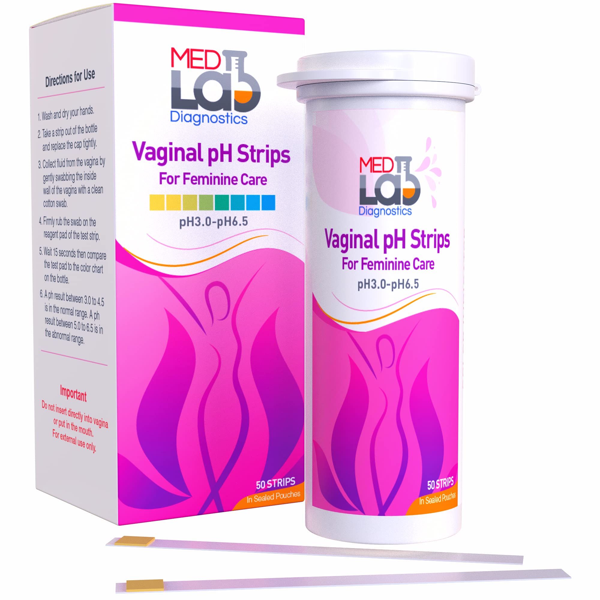 Vaginal ph Test Strips for Women(50 cnt). BV Bacterial Vaginosis and Yeast Infection Test Strips