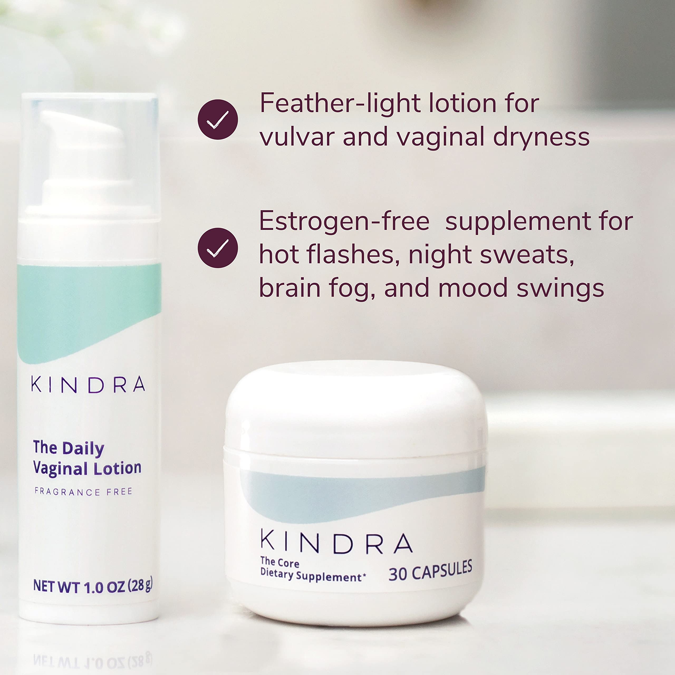 Kindra Essentials Bundle - Intimate Vaginal Moisturizer & Core Supplements - Perimenopause