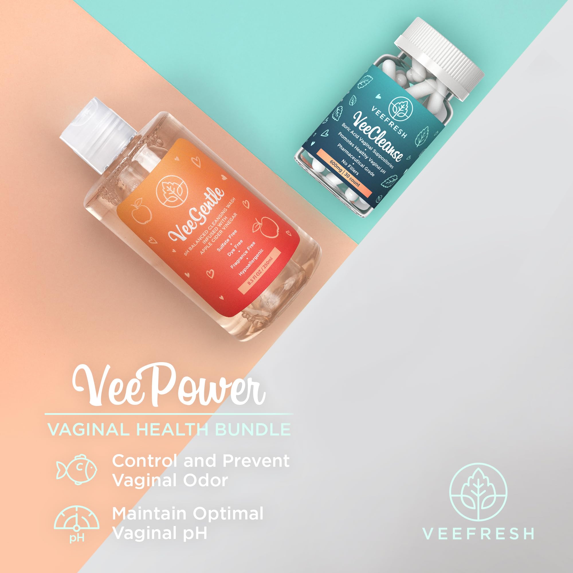 VeePower Lite - Vaginal Health Bundle - Control and Prevent Vaginal Odor - Includes VeeGentle
