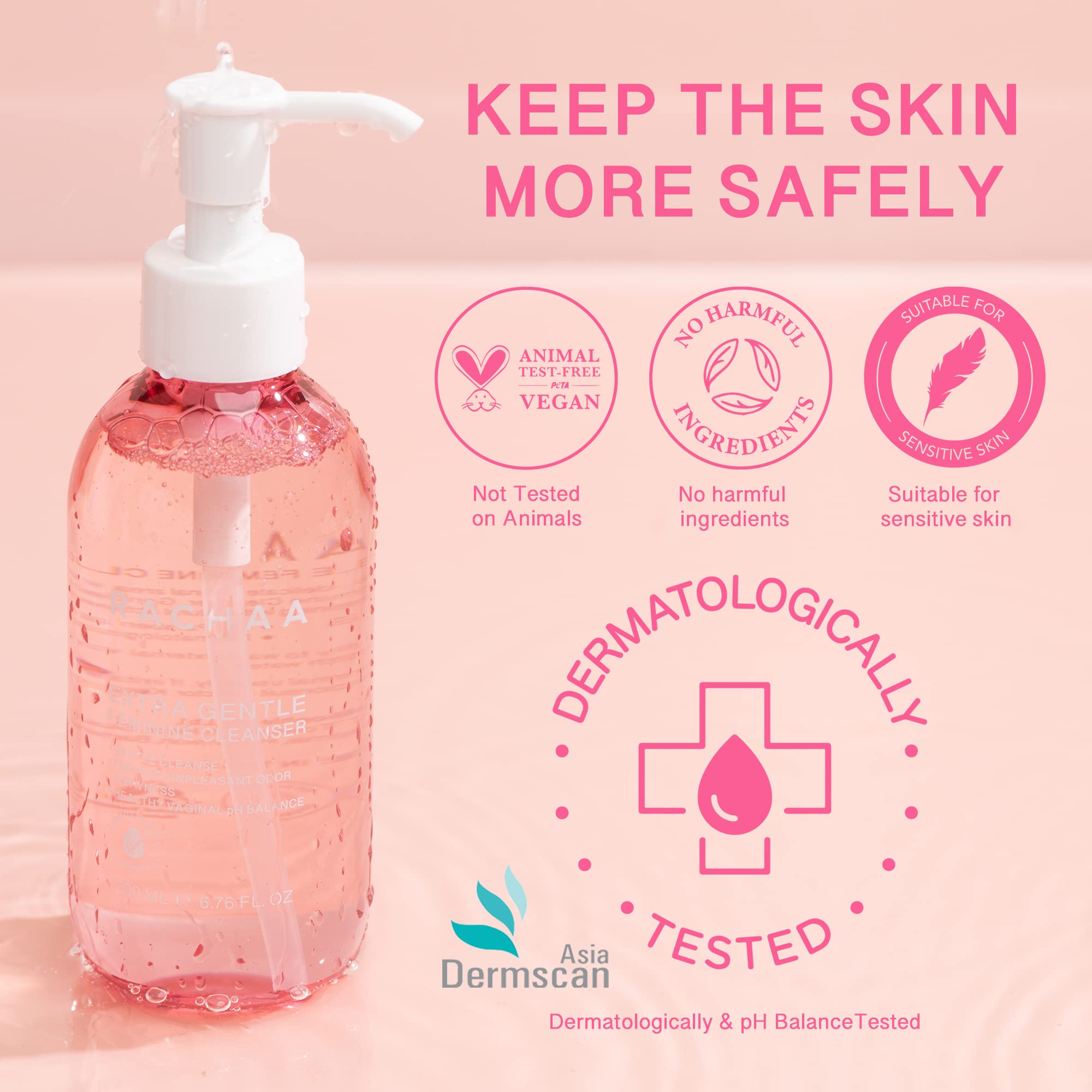 RACHAA Feminine Wash for Women, Lightening and Moisturizing, pH Balance Intimate Wash