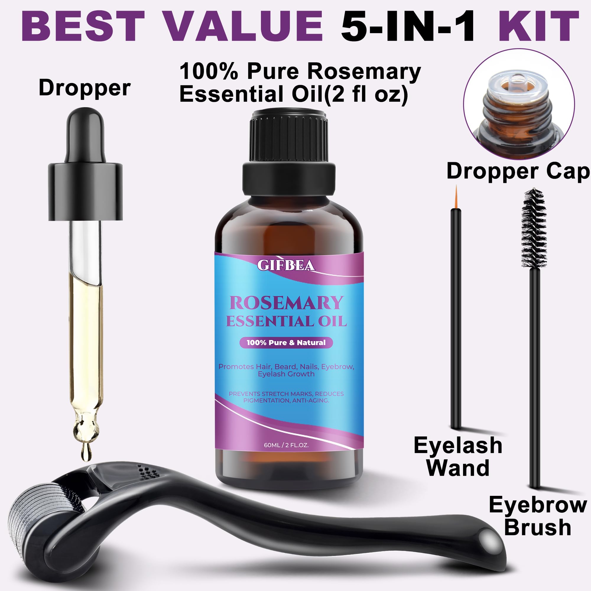 Rosemary Oil for Hair Growth,100% Pure Undiluted Light-Weight Non-Greasy Rosemary Essential Oil