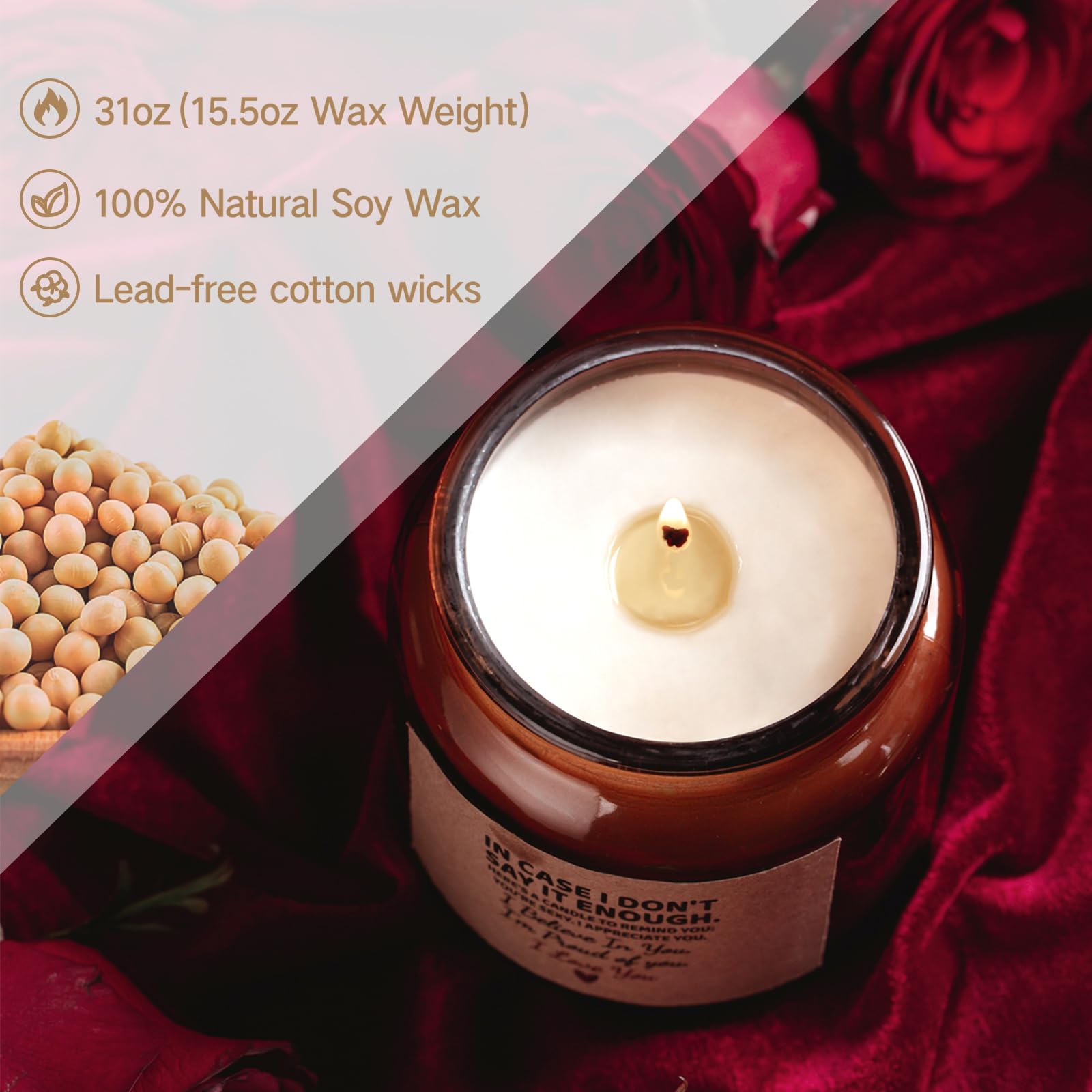 Candle Amber Moss Scented, Valentines Day Gifts for Her Girlfriend Wife, Romantic Anniversary