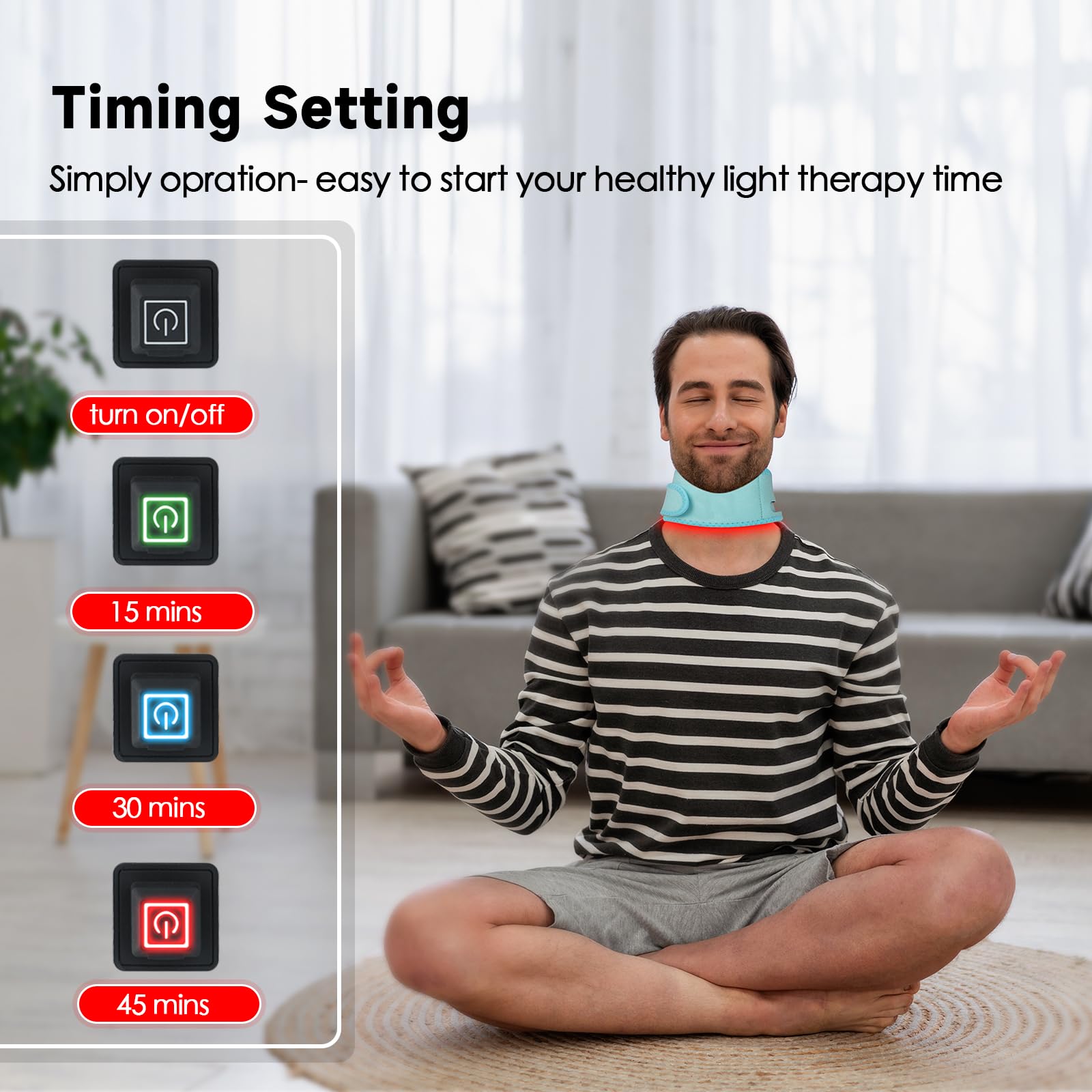 Red Light Therapy for Neck, Yasinaner Red Infrared Light Therapy Pad for Neck 660nm Red Light