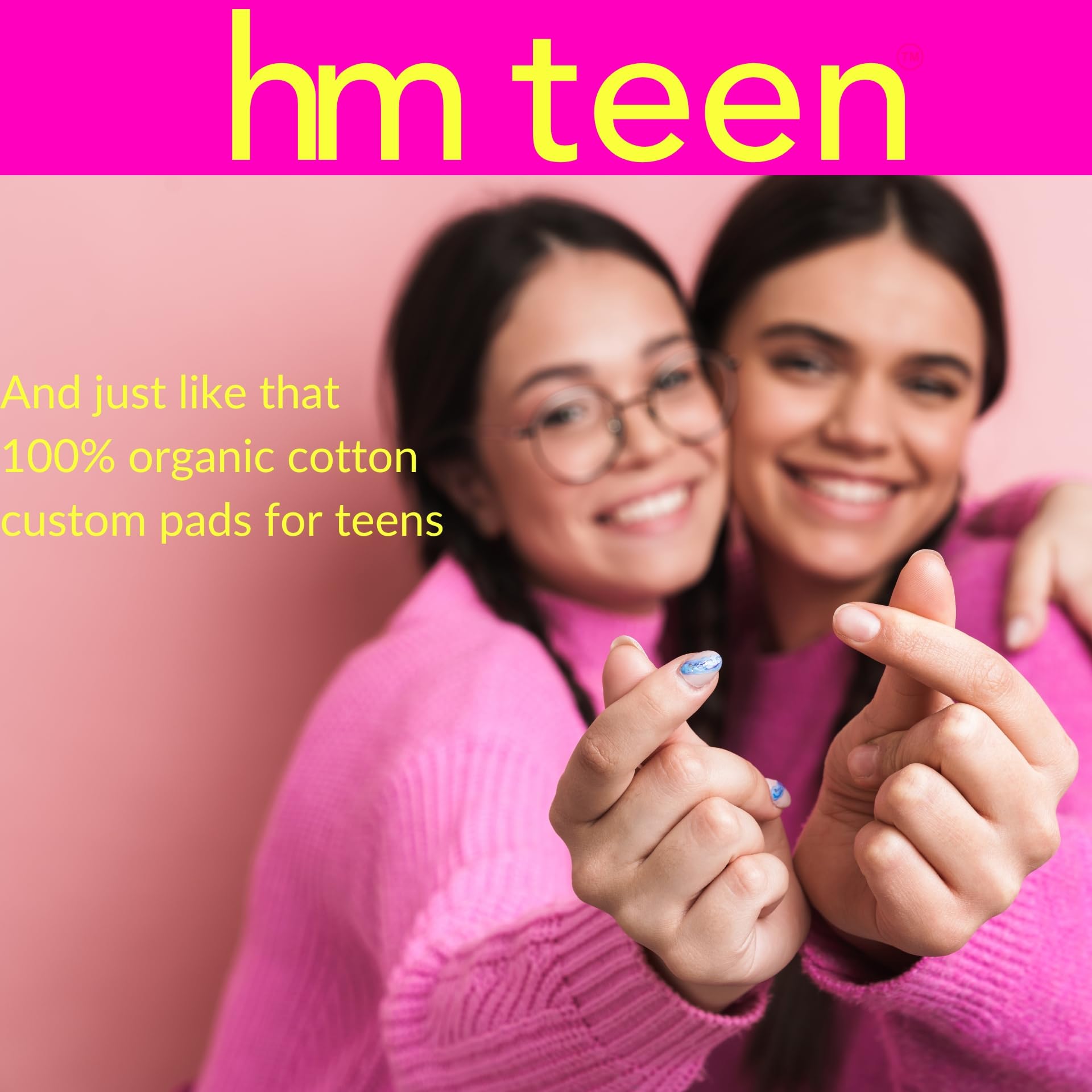 HM Teen | Pads for Teens | 100% Organic Cotton Pad Topsheet | Non Toxic Teen Pads with Wings