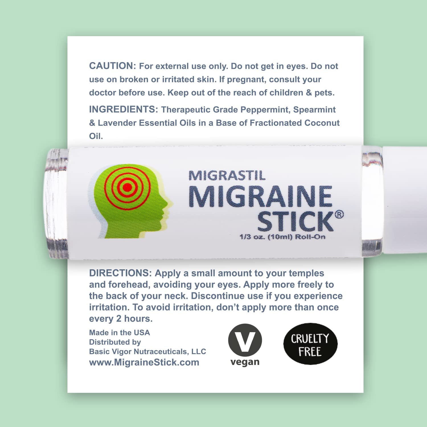 Migrastil Migraine Stick® Rollon - Fast Cooling Comfort for Your Head. Aromatherapy with Peppermint