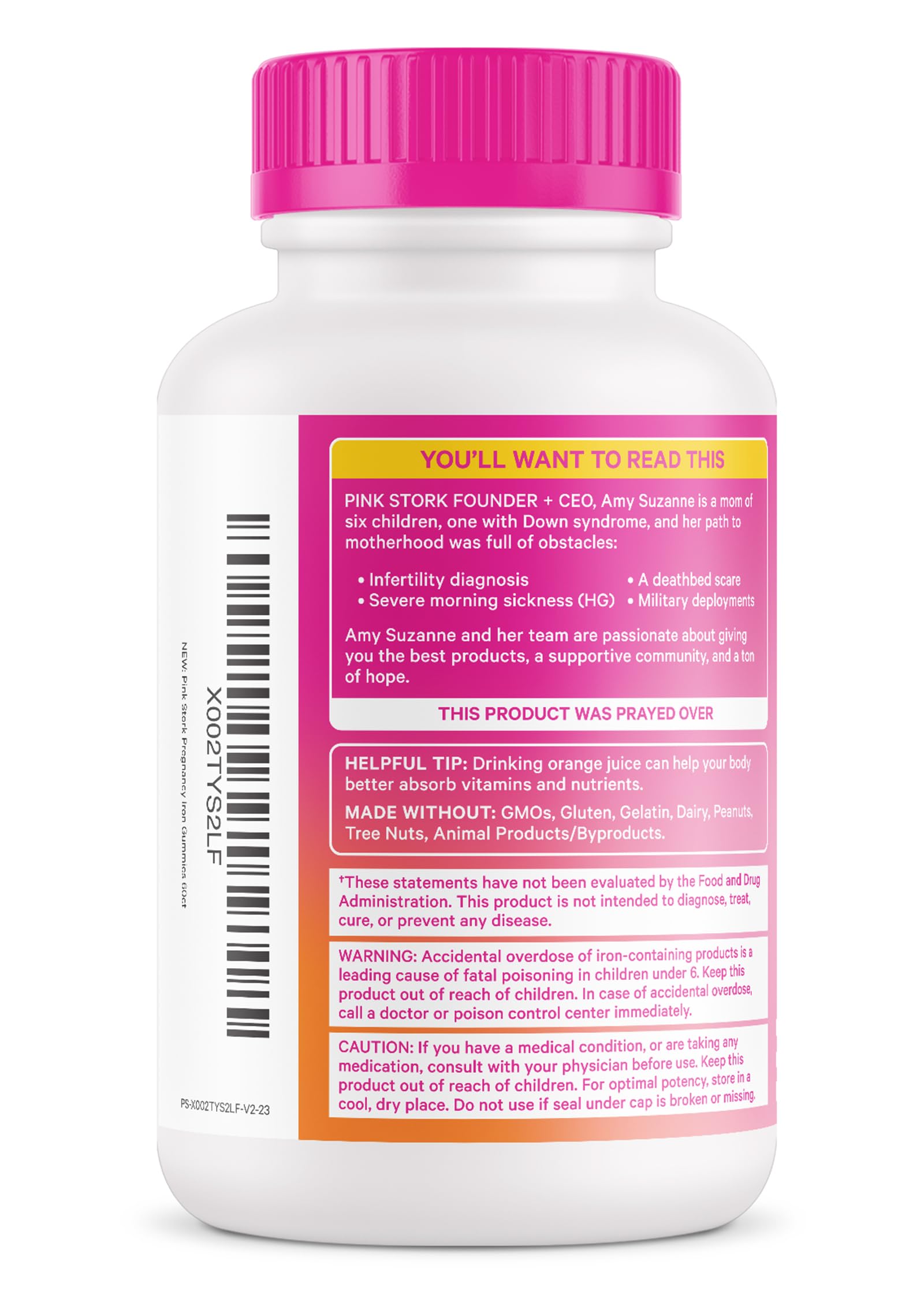 Pink Stork Prenatal Iron Supplement Gummies for Women - 20 mg Iron Gummy with Vitamin C