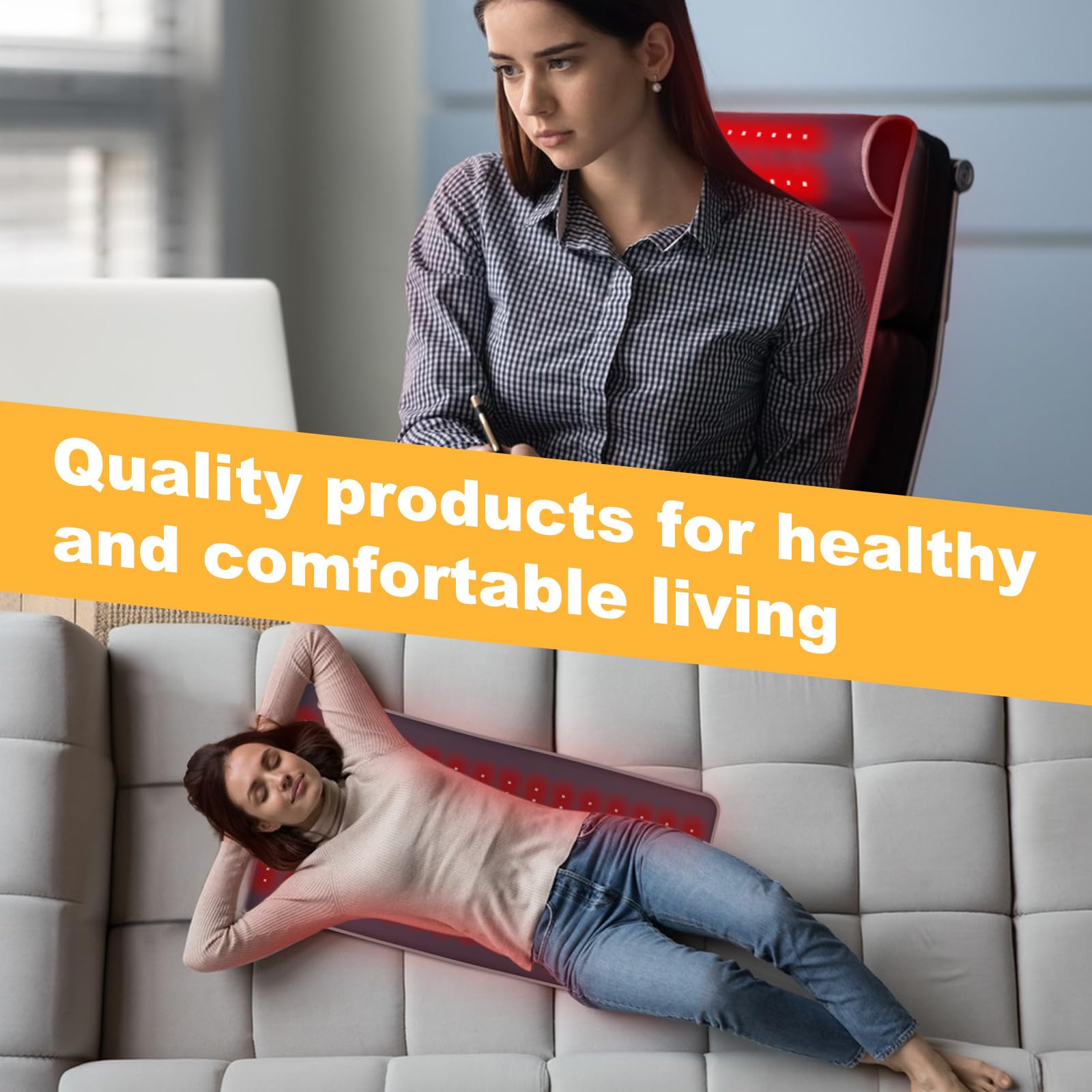 Rutollmit Red Light Therapy Mat - Experience Relaxation with 225 LEDs, 660nm Red Light