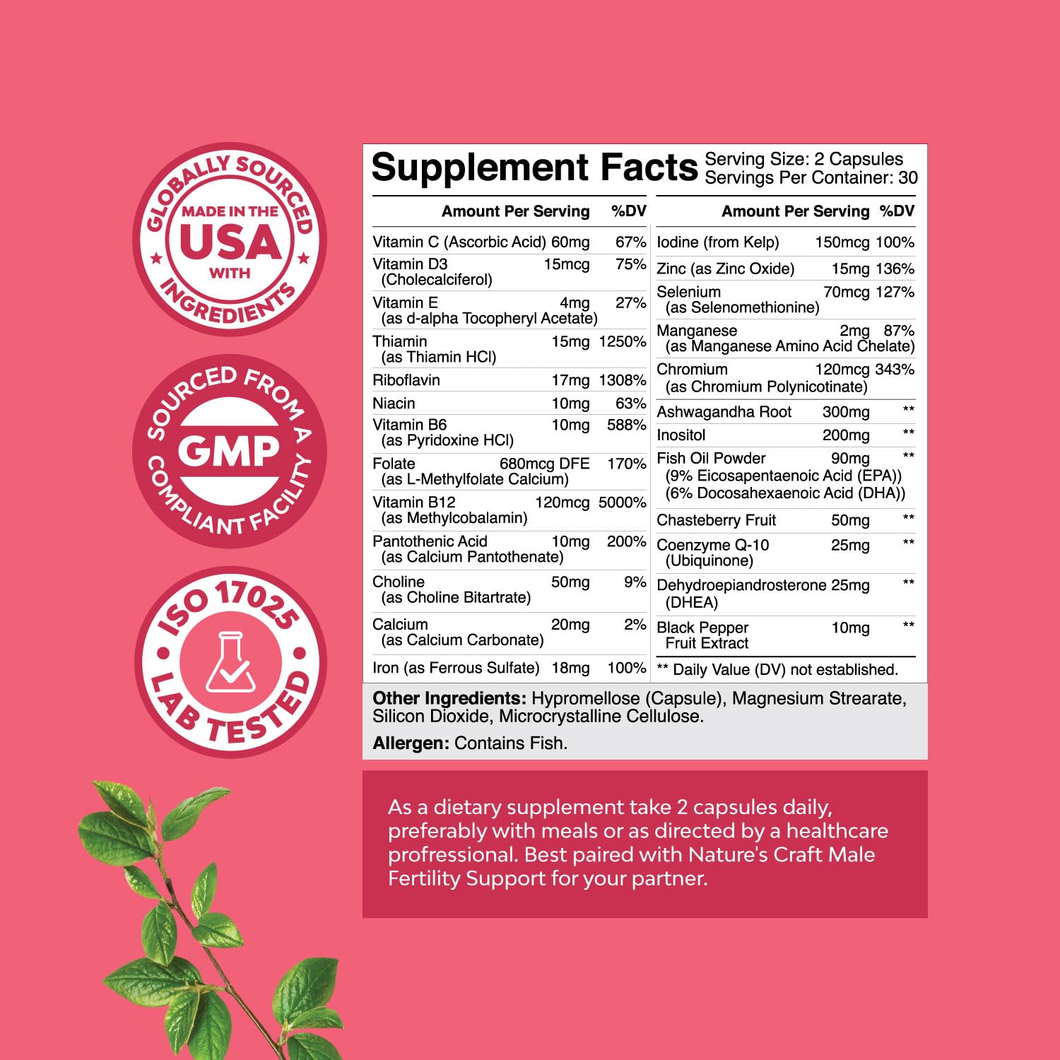 Fertility Supplement for Women with Prenatal Multivitamins - Female Fertility Support