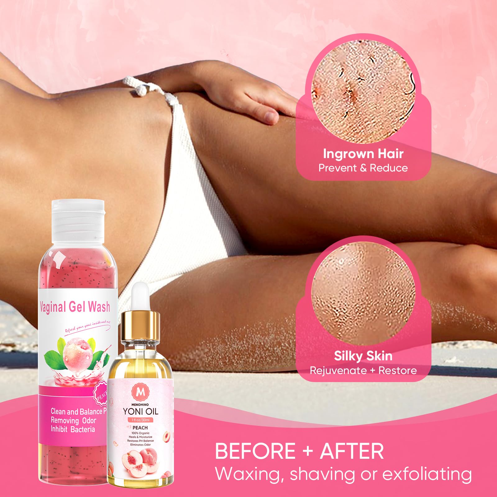 Feminine Wash & Yoni Oil & Yoni Soap Bar Set for Women, 1 Fl.Oz Natural Feminine Oil, Feminine