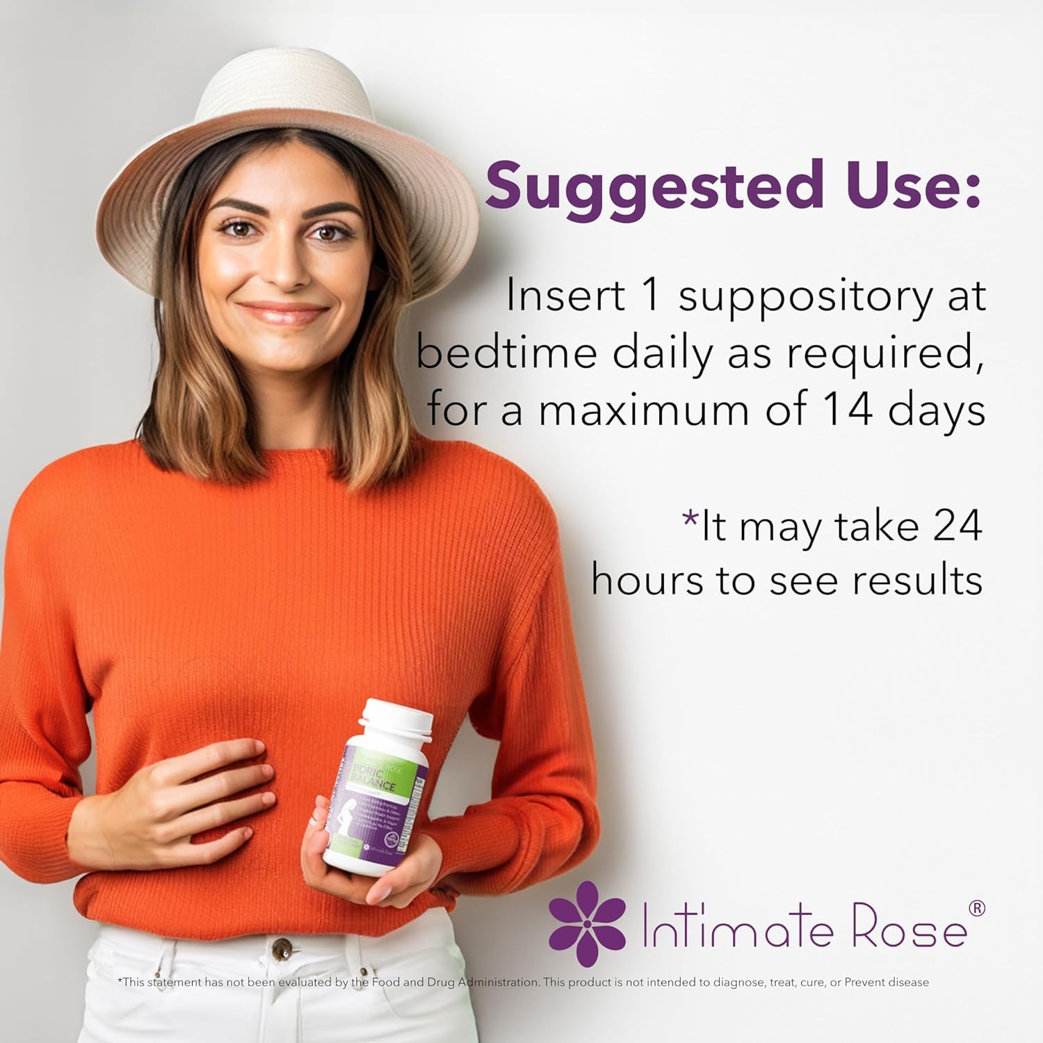 Intimate Rose Boric Acid Suppositories - Manages Odor - Promote pH Balance for Women Vaginal