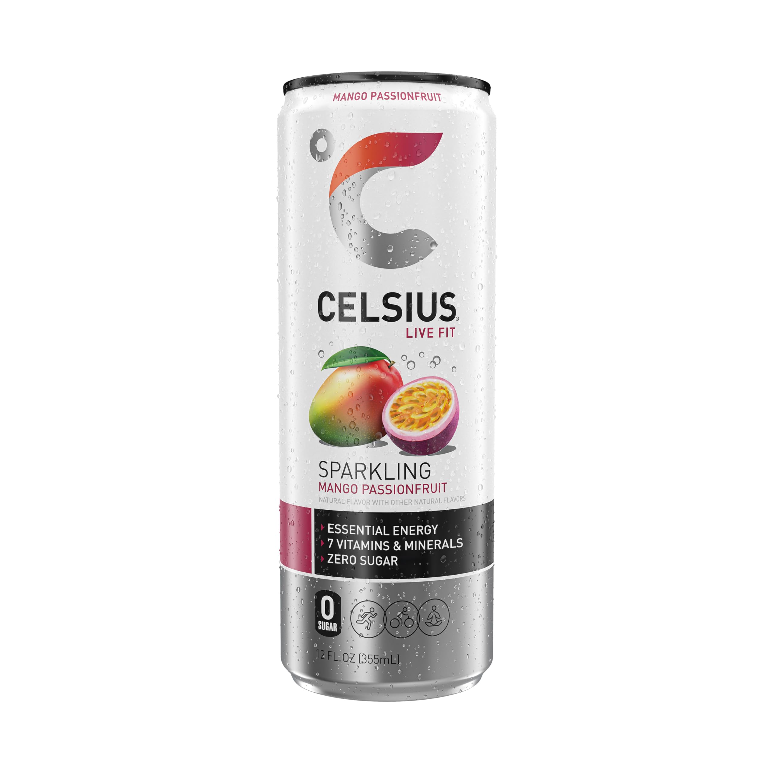 CELSIUS Sparkling Mango Passionfruit, Functional Essential Energy Drink 12 Fl Oz