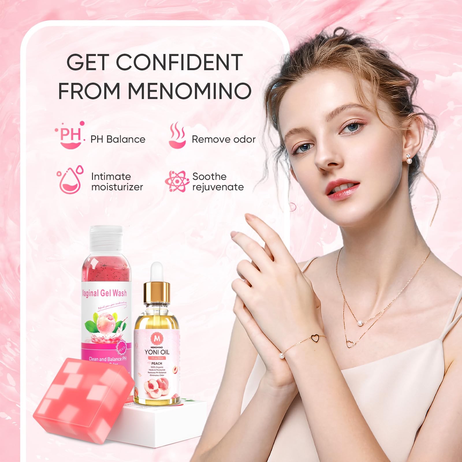 Feminine Wash & Yoni Oil & Yoni Soap Bar Set for Women, 1 Fl.Oz Natural Feminine Oil, Feminine