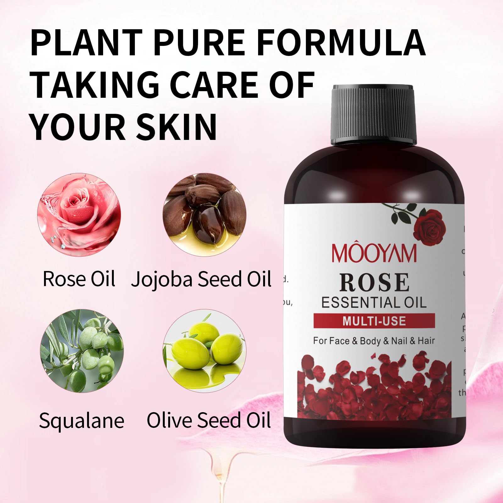 Rose Essential Oil Pure Rose Oil for Face 4OZ/118ML Organic Essential Oils for Diffuser Home Bedroom