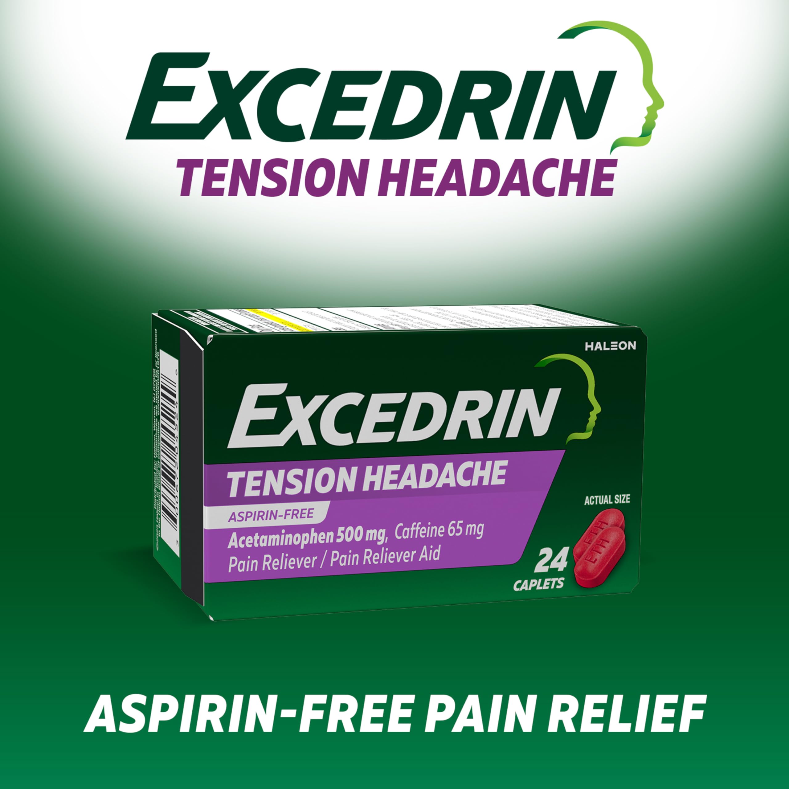 Excedrin Tension Headache Relief Caplets Without Aspirin for Head, Neck and Shoulder Pain Relief - 100 Count