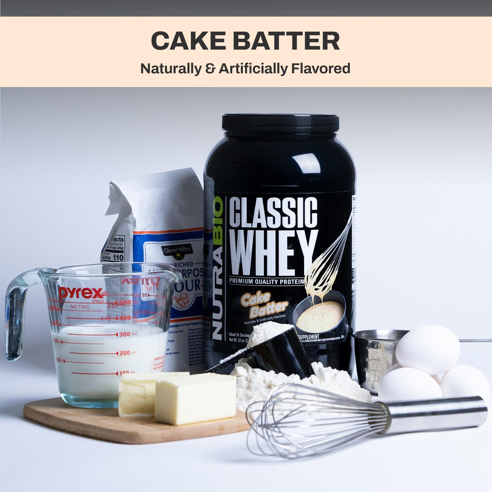 NutraBio Classic Whey Protein Powder- 25G Protein Per Scoop - Full-Spectrum Amino