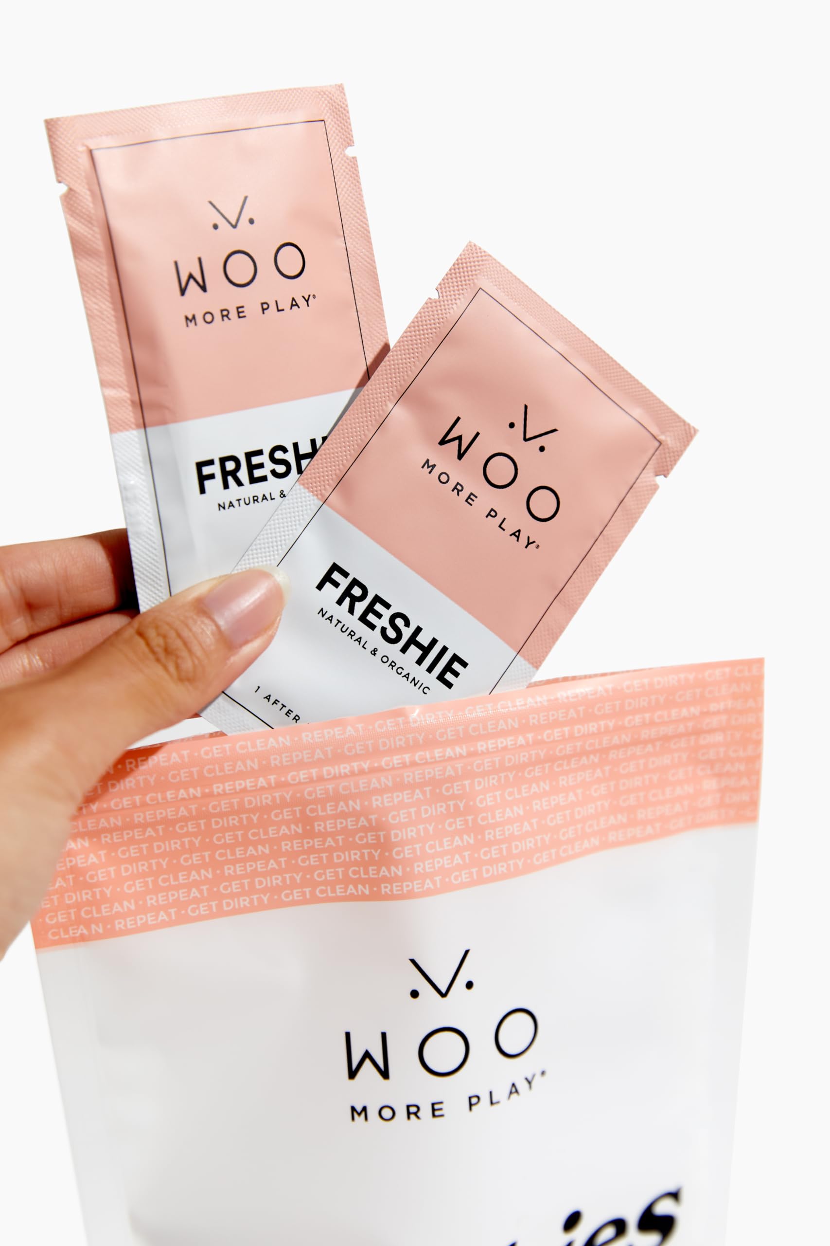 Woo More Play Freshies: All-Natural Feminine Intimacy Towelette Wipes with Coconut Oil