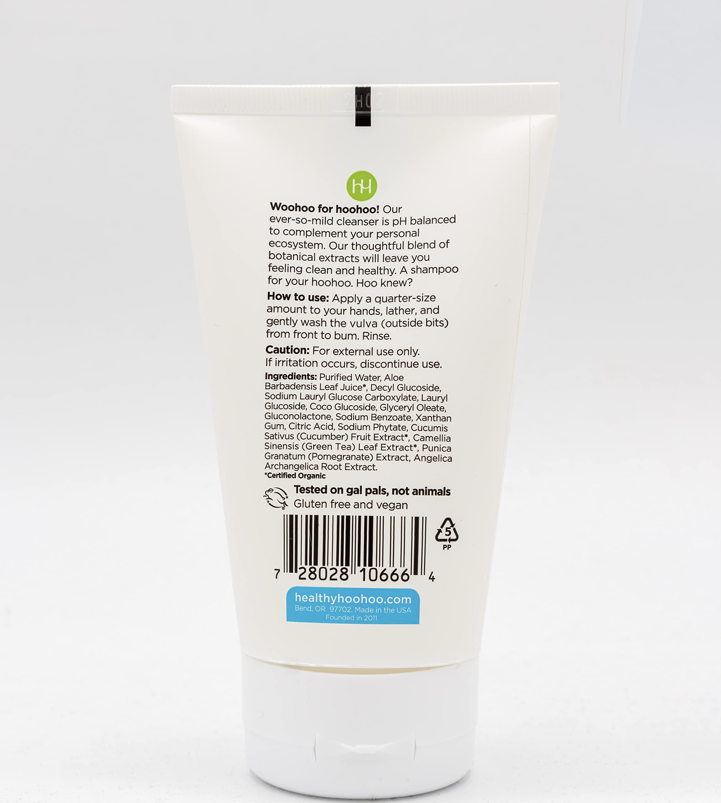 healthy hoohoo Gentle Feminine Wash - Organic Ingredients, pH Balanced, Fragrance Free