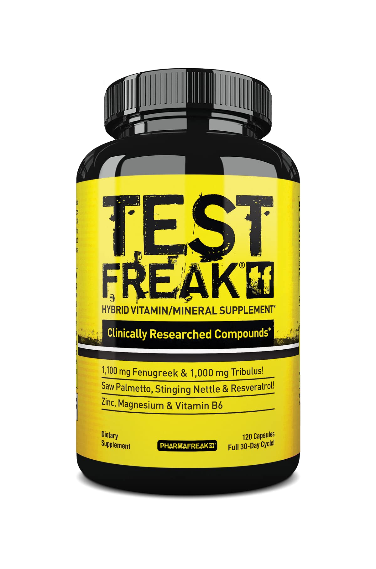 Test Freak Testosterone Support Supplement for Men – Zinc, Magnesium, B6, Fenugreek & Tribulus PCT-Style Formula 120 Capsules