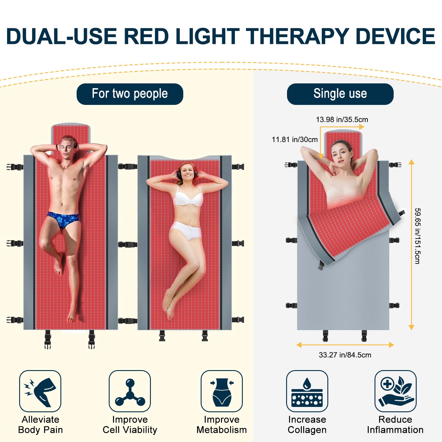 Red Light Therapy for Body - Full Body Red Light Therapy Mat, 71.0x33.33in, 2570Pcs